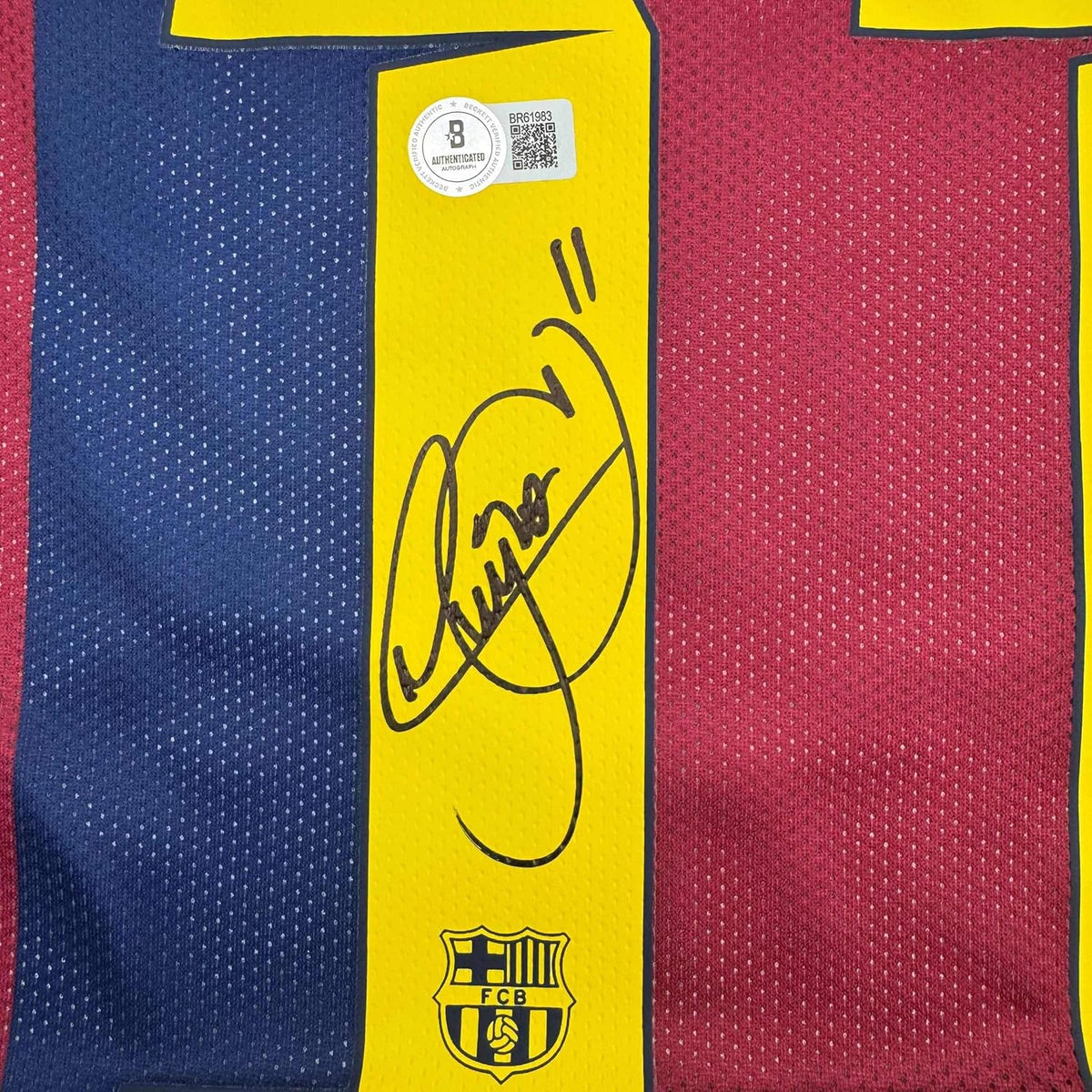 Framed Autographed/Signed Neymar Jr 35x39 FC Barcelona Blue Soccer Jersey Beckett BAS COA