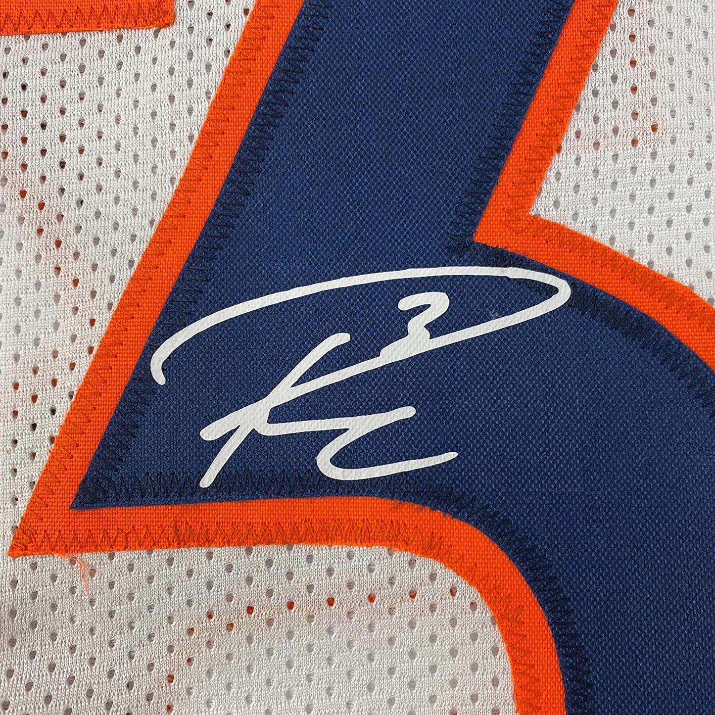 Framed Facsimile Autographed Russell Wilson 35x39 Denver White Reprint Laser Auto Football Jersey Size Men's XL