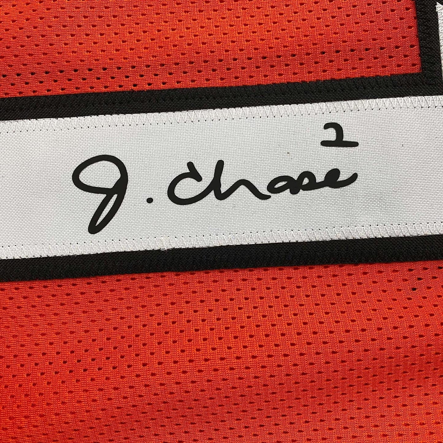 Framed Facsimile Autographed Ja'Marr Chase 35x39 Cincinnati Orange Reprint Laser Auto Football Jersey Size Men's XL