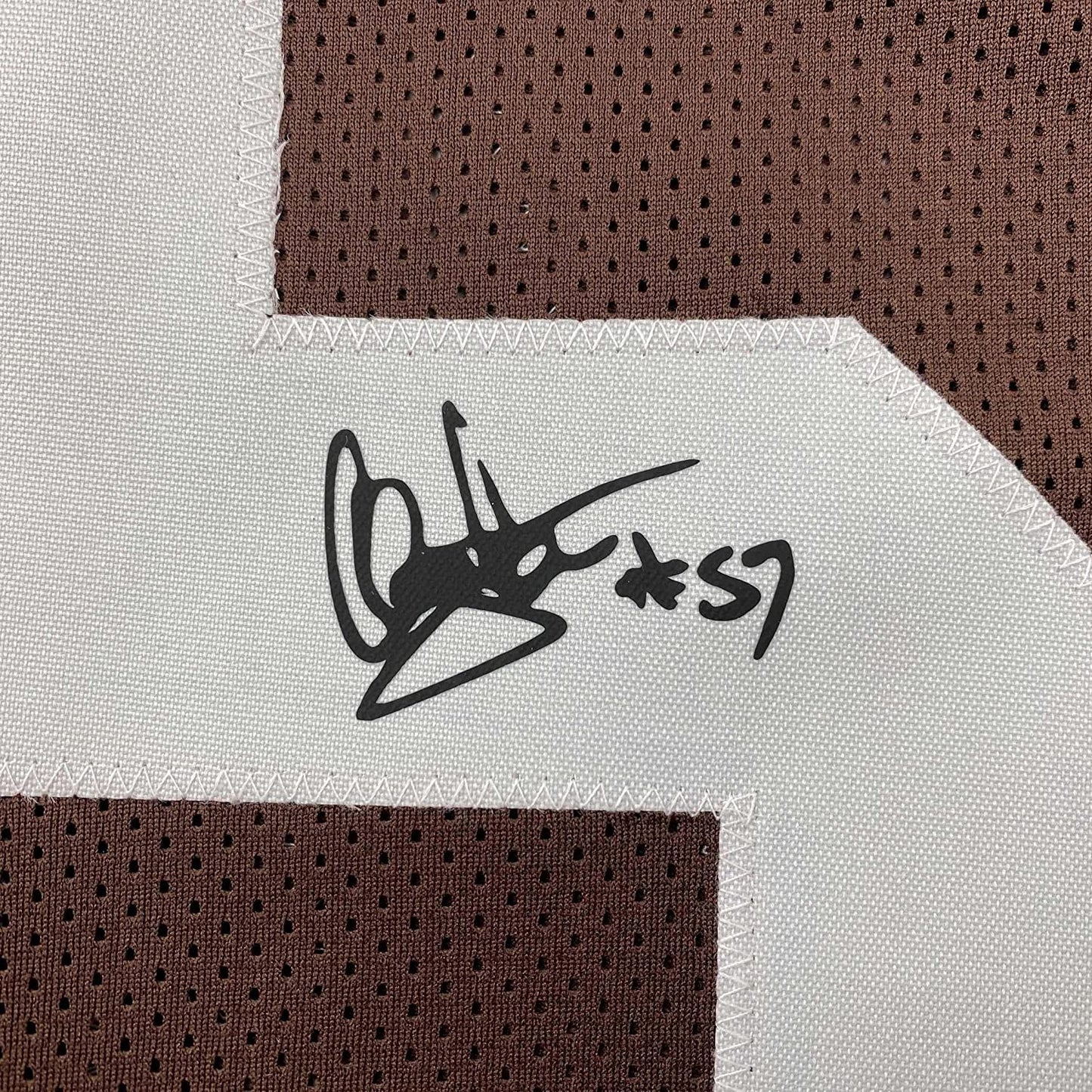 Framed Facsimile Autographed Clay Matthews Jr. 35x39 Cleveland Brown Reprint Laser Auto Football Jersey