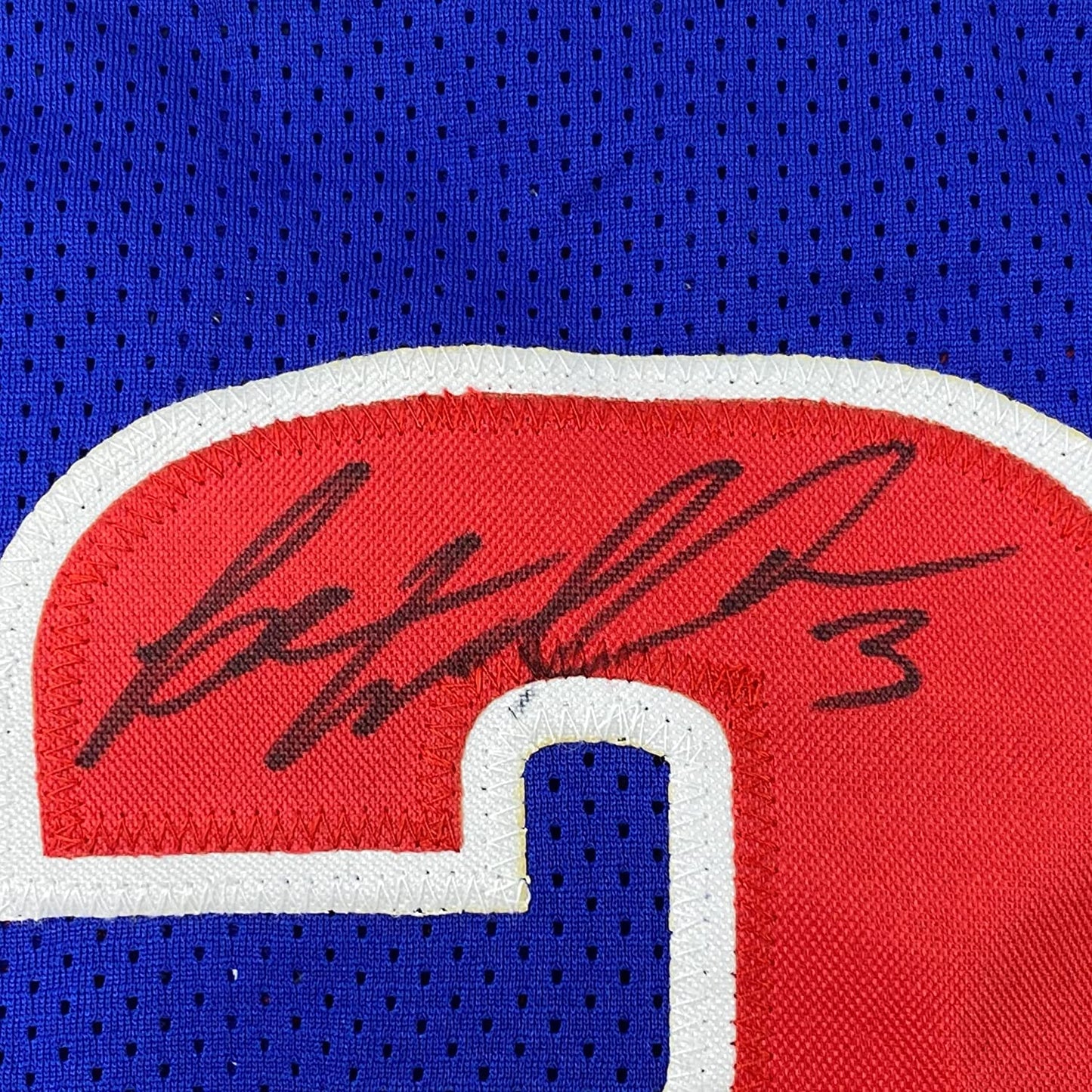 Framed Autographed/Signed Ben Wallace 35x39 Detroit Blue Basketball Jersey Steiner COA
