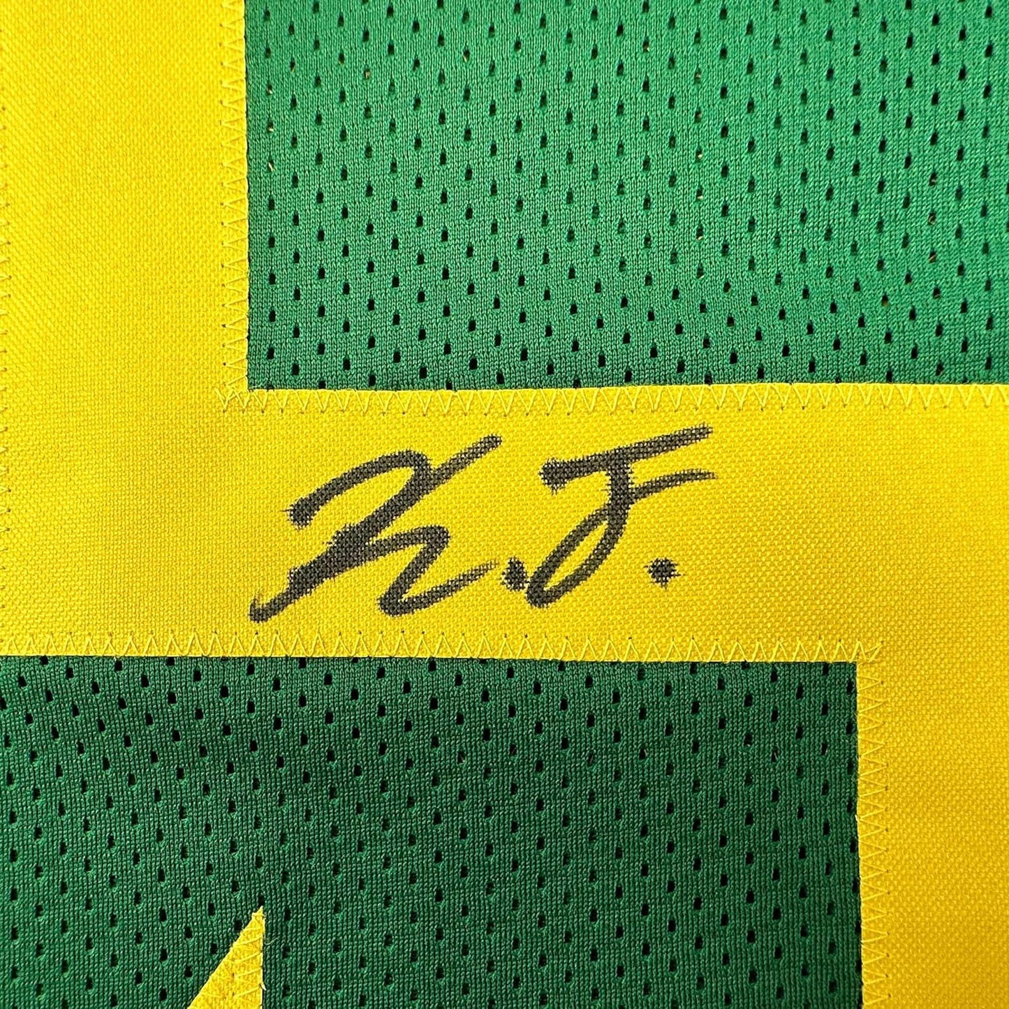 Framed Autographed/Signed Kayvon Thibodeaux 35x39 Oregon Green College Football Jersey JSA COA