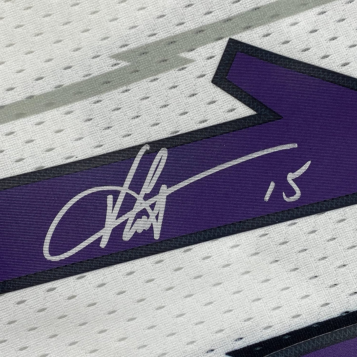 Framed Autographed/Signed Vince Carter 35x39 Toronto Raptors White Authentic Basketball Jersey Fanatics COA