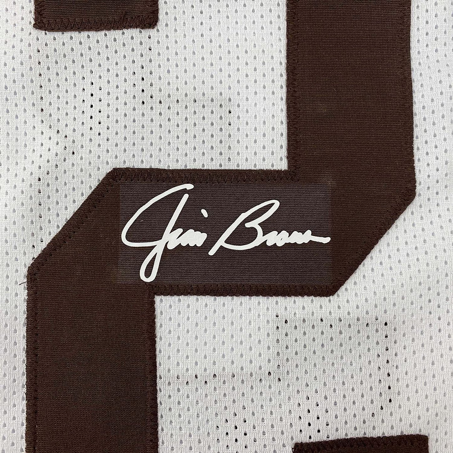 Framed Facsimile Autographed Jim Brown 35x39 Cleveland White Reprint Laser Auto Football Jersey