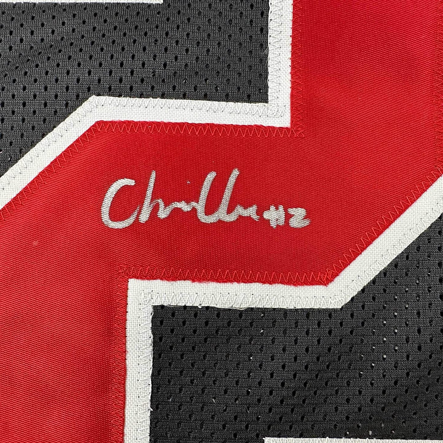 Framed Autographed/Signed Chris Olave 35x39 Ohio State Black College Football Jersey JSA COA