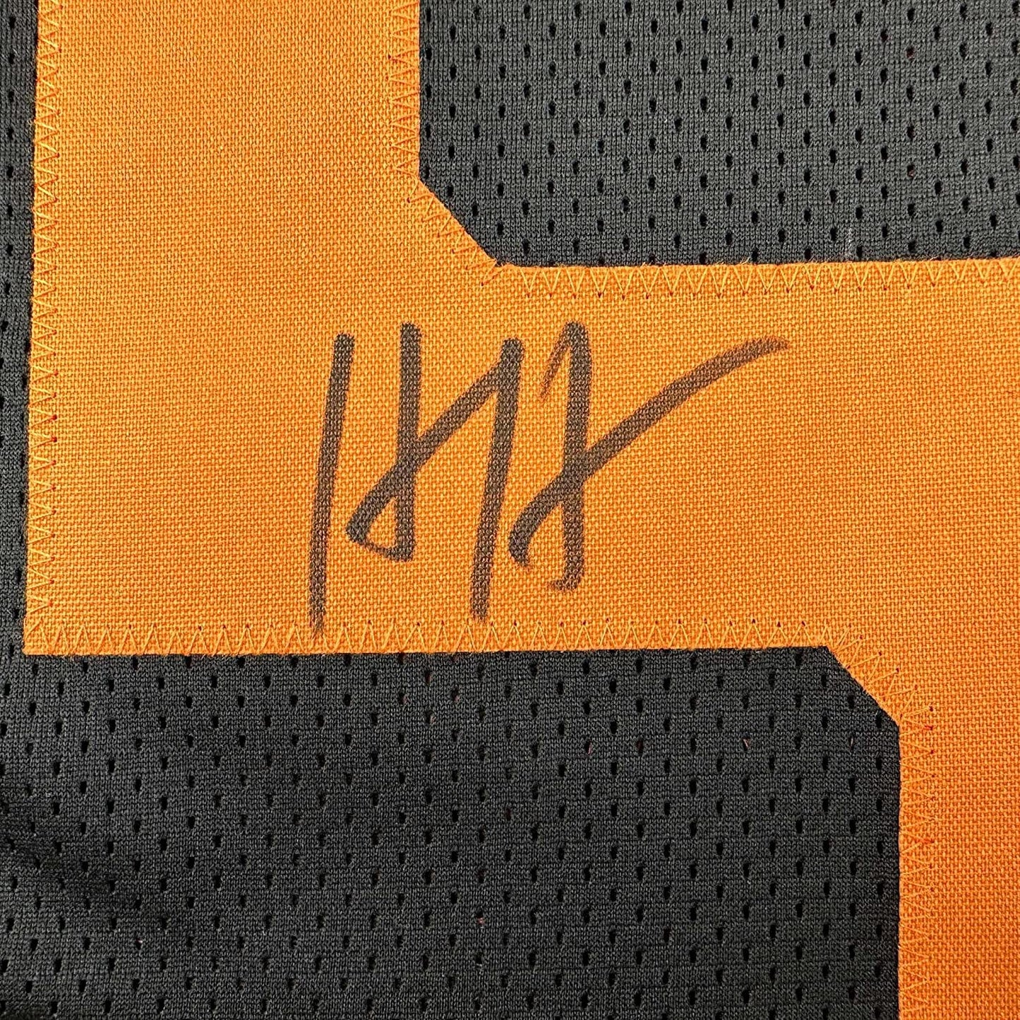 Framed Autographed/Signed Hendon Hooker 35x39 Tennessee Black College Football Jersey JSA COA
