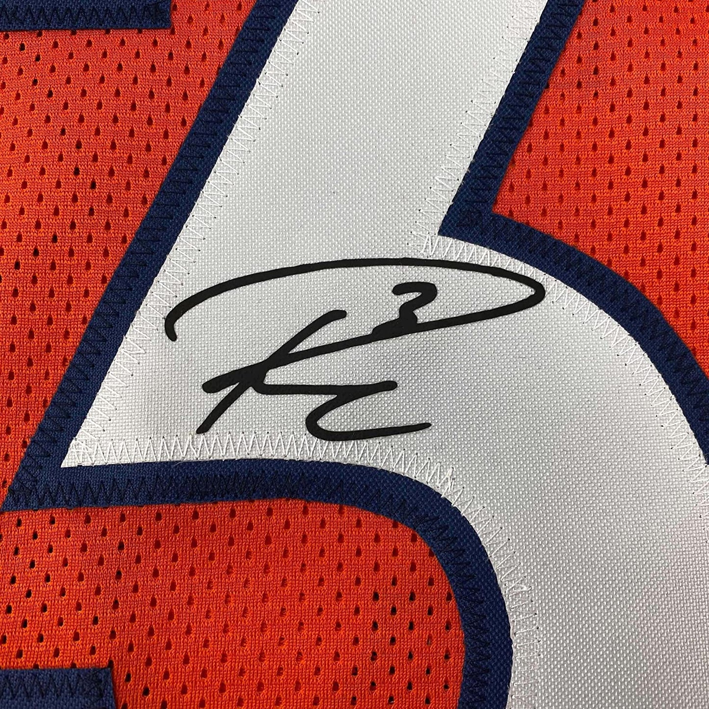 Framed Facsimile Autographed Russell Wilson 35x39 Denver Orange Reprint Laser Auto Football Jersey