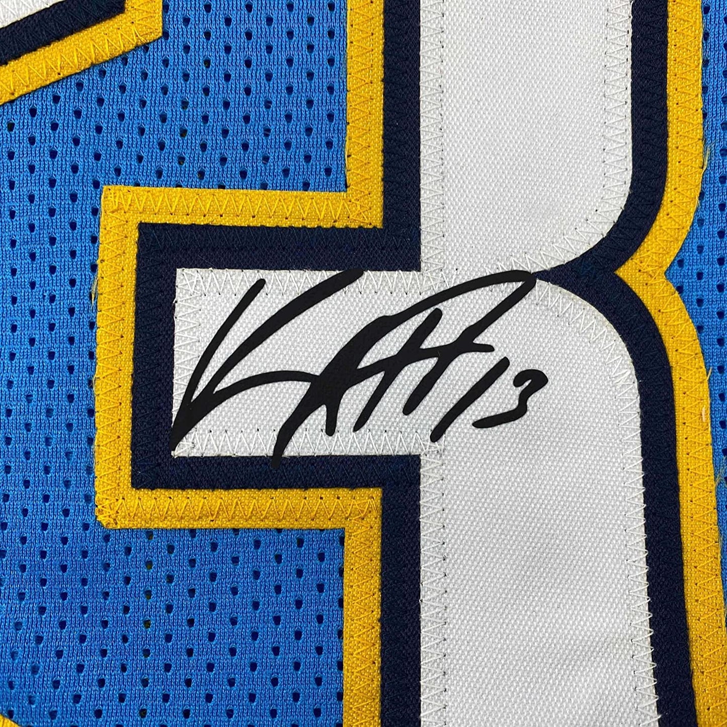 Framed Facsimile Autographed Keenan Allen 35x39 Los Angeles LA Powder Blue Reprint Laser Auto Football Jersey