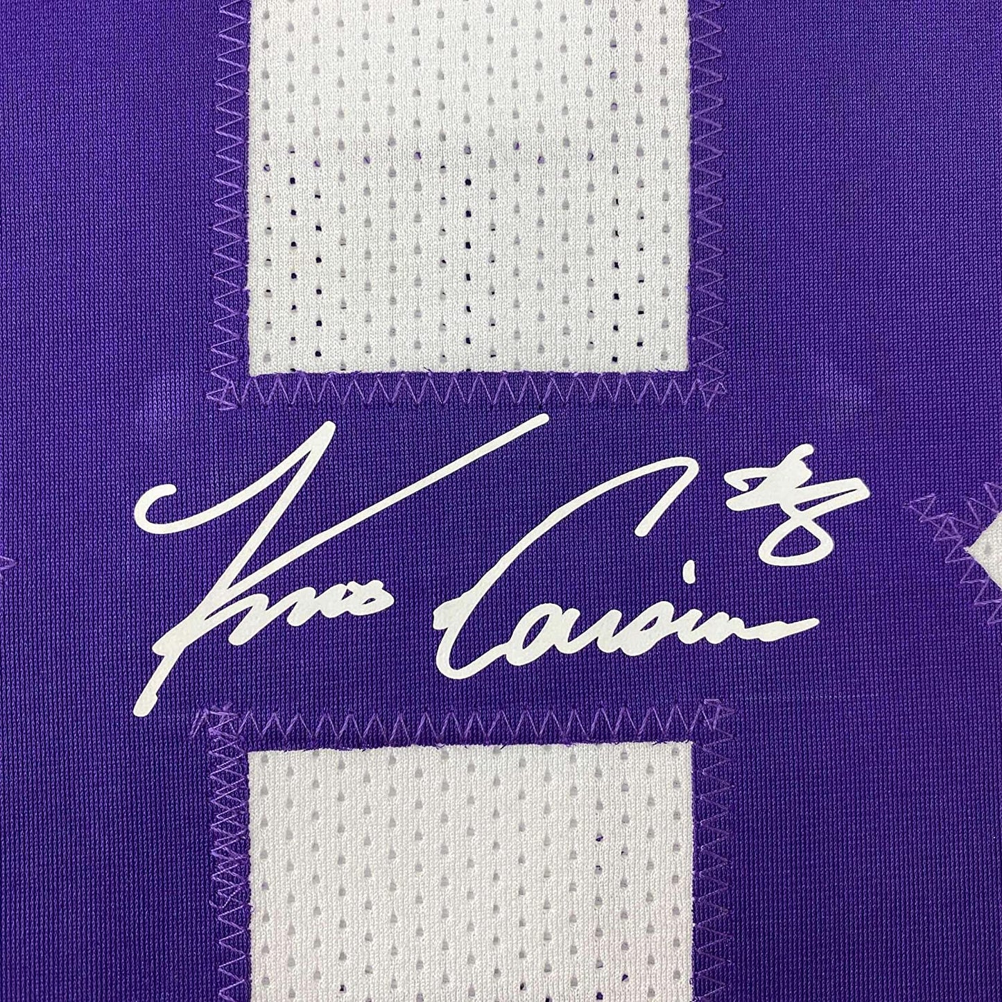 Framed Facsimile Autographed Kirk Cousins 35x39 Minnesota White Reprint Laser Auto Football Jersey Size Men's XL