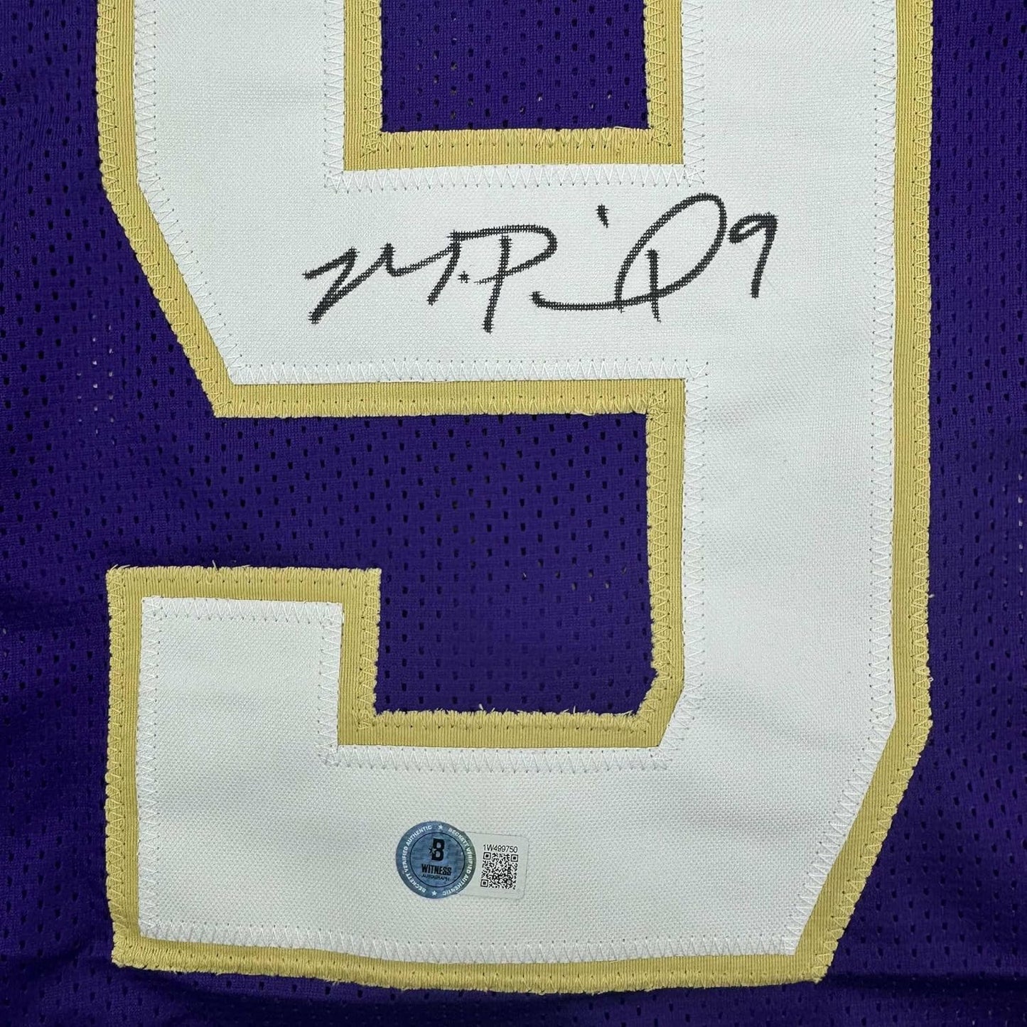 Framed Autographed/Signed Michael Penix Jr. 35x39 Washington Huskies Purple College Football Jersey Beckett BAS COA