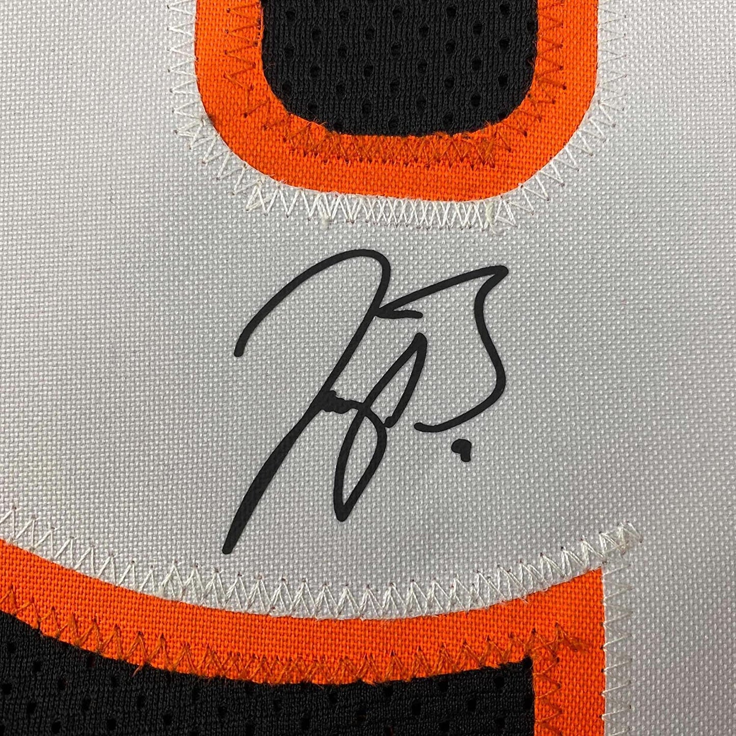 Framed Facsimile Autographed Joe Burrow 35x39 Cincinnati Black Reprint Laser Auto Football Jersey Size Men's XL