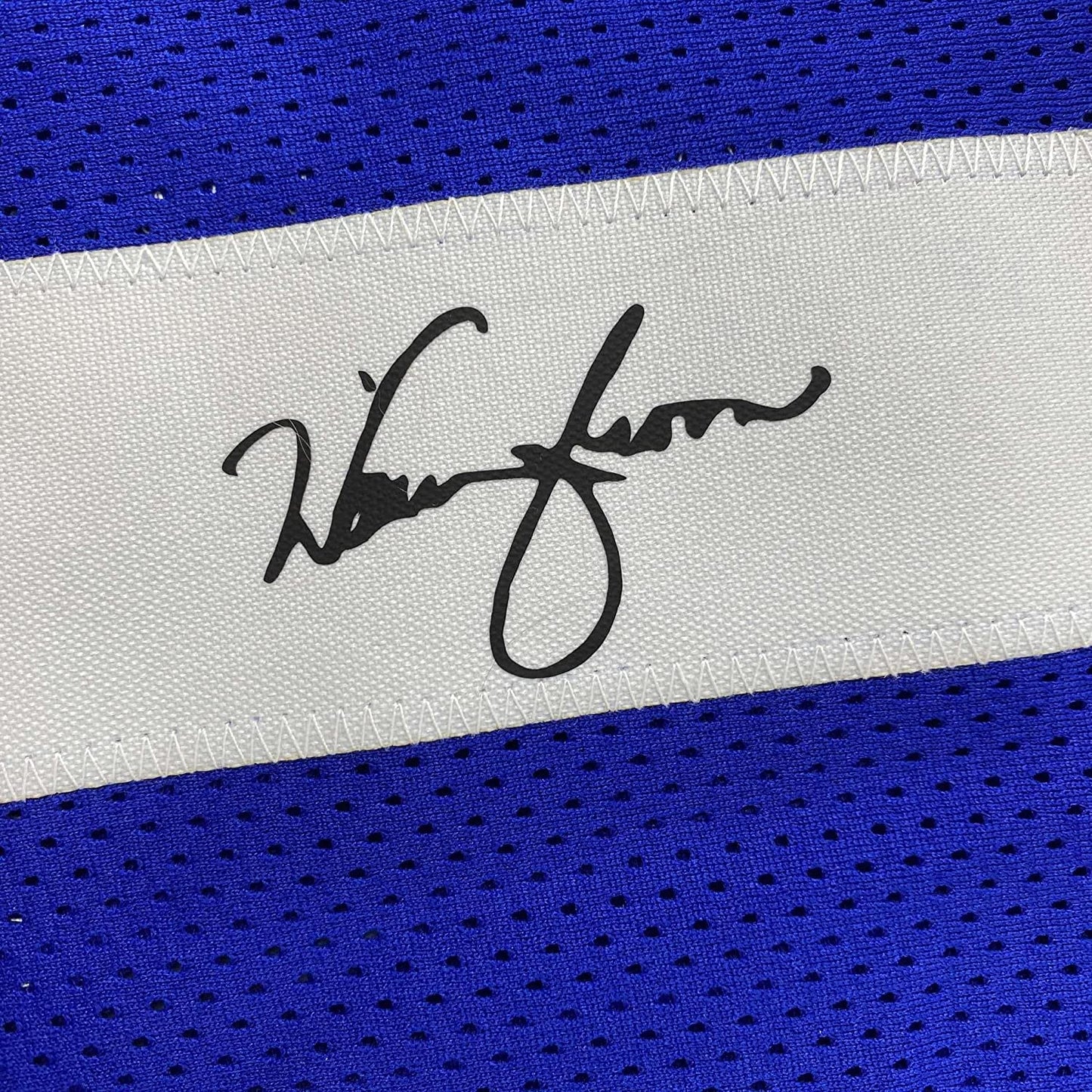 Framed Facsimile Autographed Warren Moon 35x39 Seattle Blue Reprint Laser Auto Football Jersey