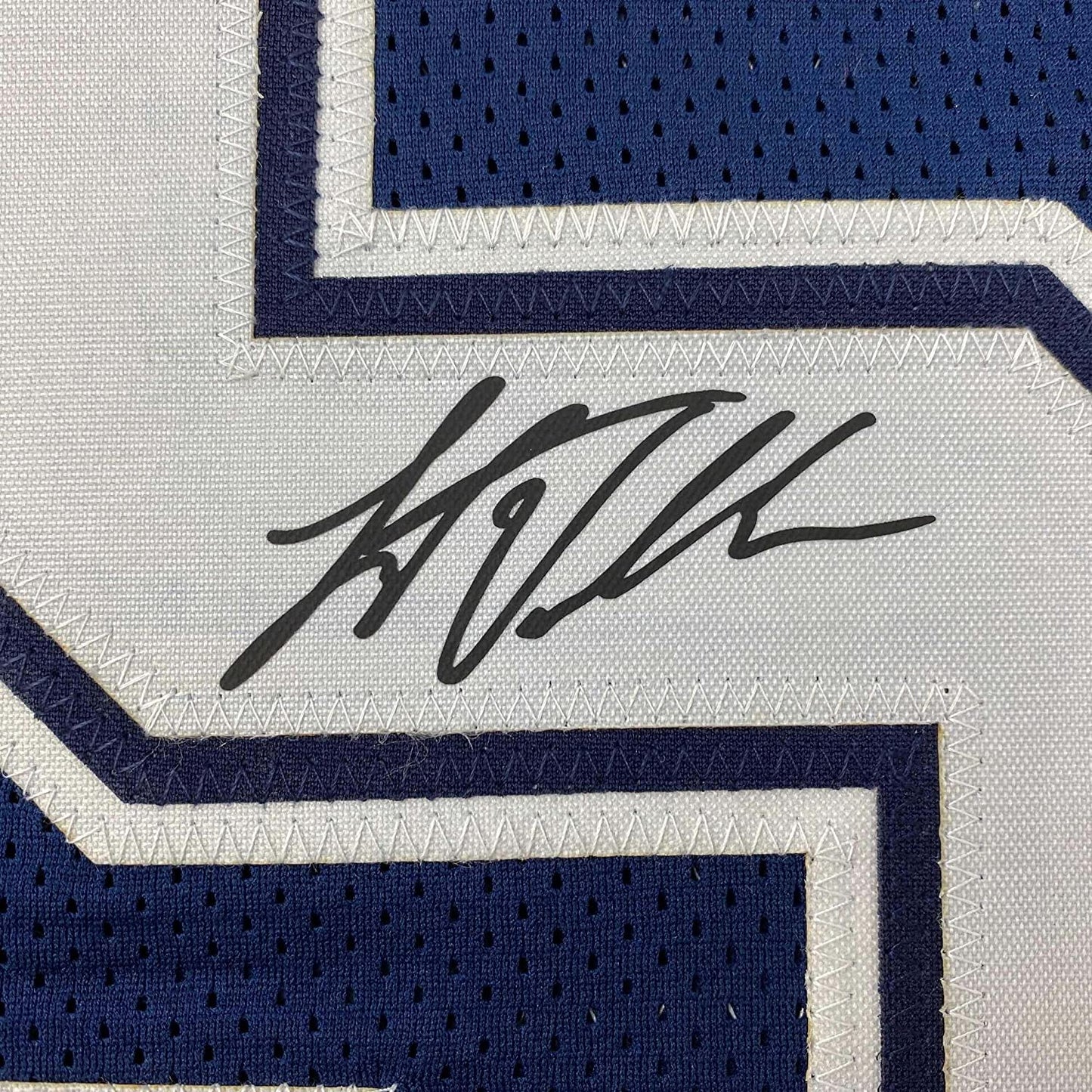 Framed Facsimile Autographed Leighton Vander Esch 35x39 Dallas Blue Reprint Laser Auto Football Jersey Size Men's XL
