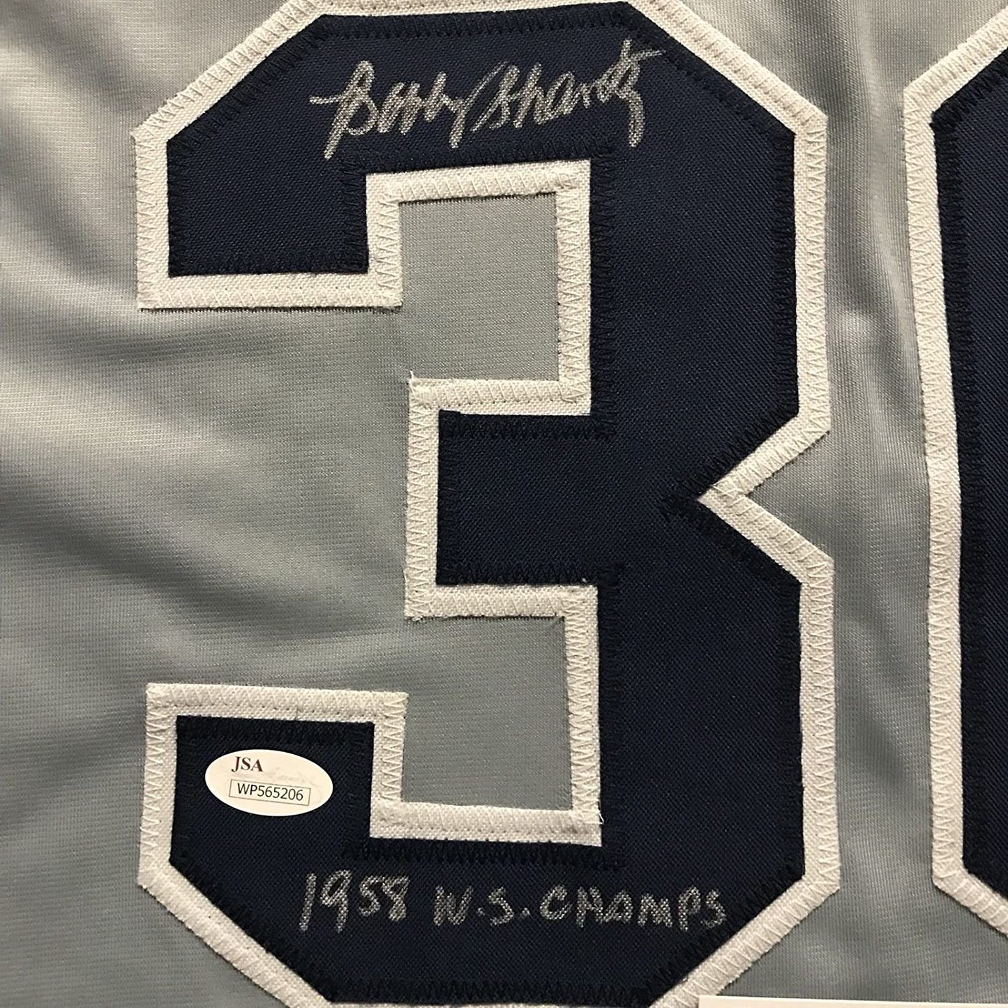Autographed/Signed Bobby Shantz"1958 WS Champs" New York Grey Baseball Jersey JSA COA