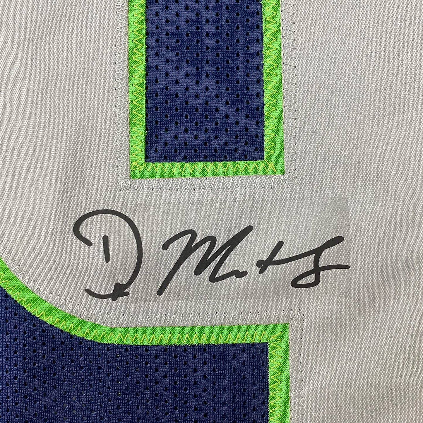 Framed Facsimile Autographed D.K. DK Metcalf 35x39 Seattle Blue Reprint Laser Auto Football Jersey Size Men's XL