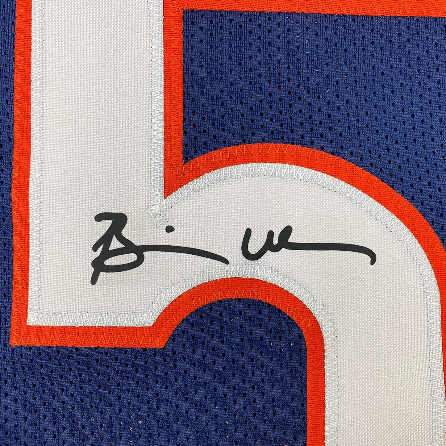 Framed Facsimile Autographed Brian Urlacher 35x39 Chicago Blue Reprint Laser Auto Football Jersey Size Men's XL