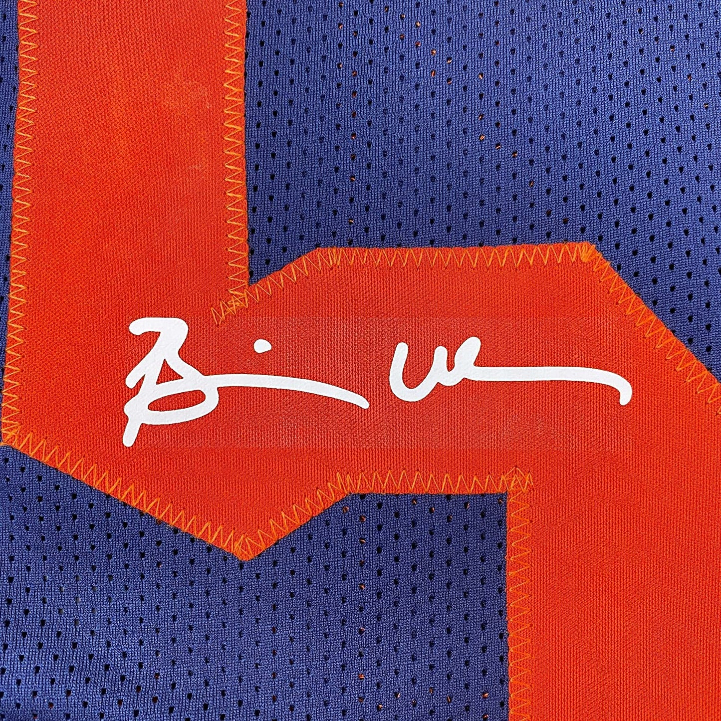 Framed Facsimile Autographed Brian Urlacher 35x39 Chicago Retro Blue Reprint Laser Auto Football Jersey Size Men's XL