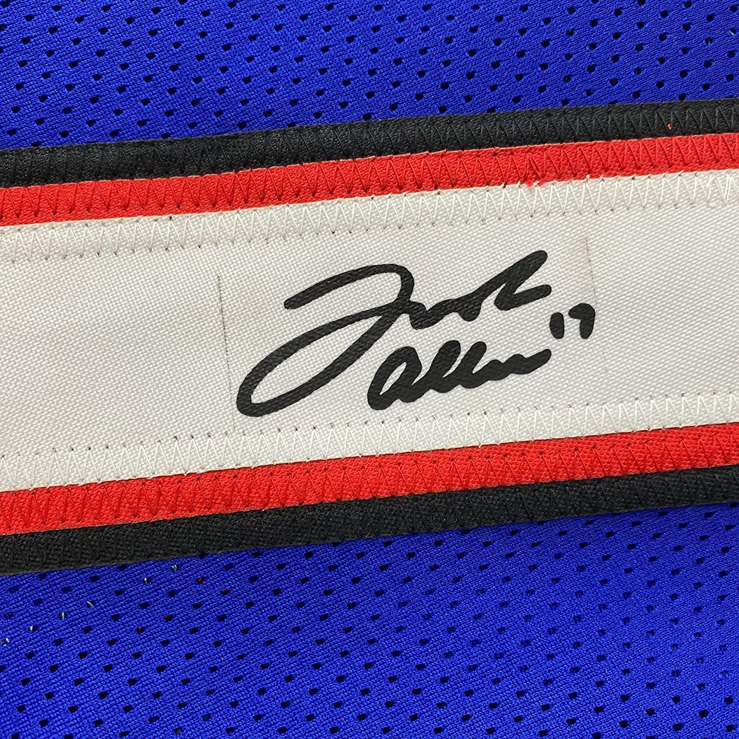 Framed Facsimile Autographed Josh Allen 35x39 Buffalo Blue Reprint Laser Auto Football Jersey Size Men's XL