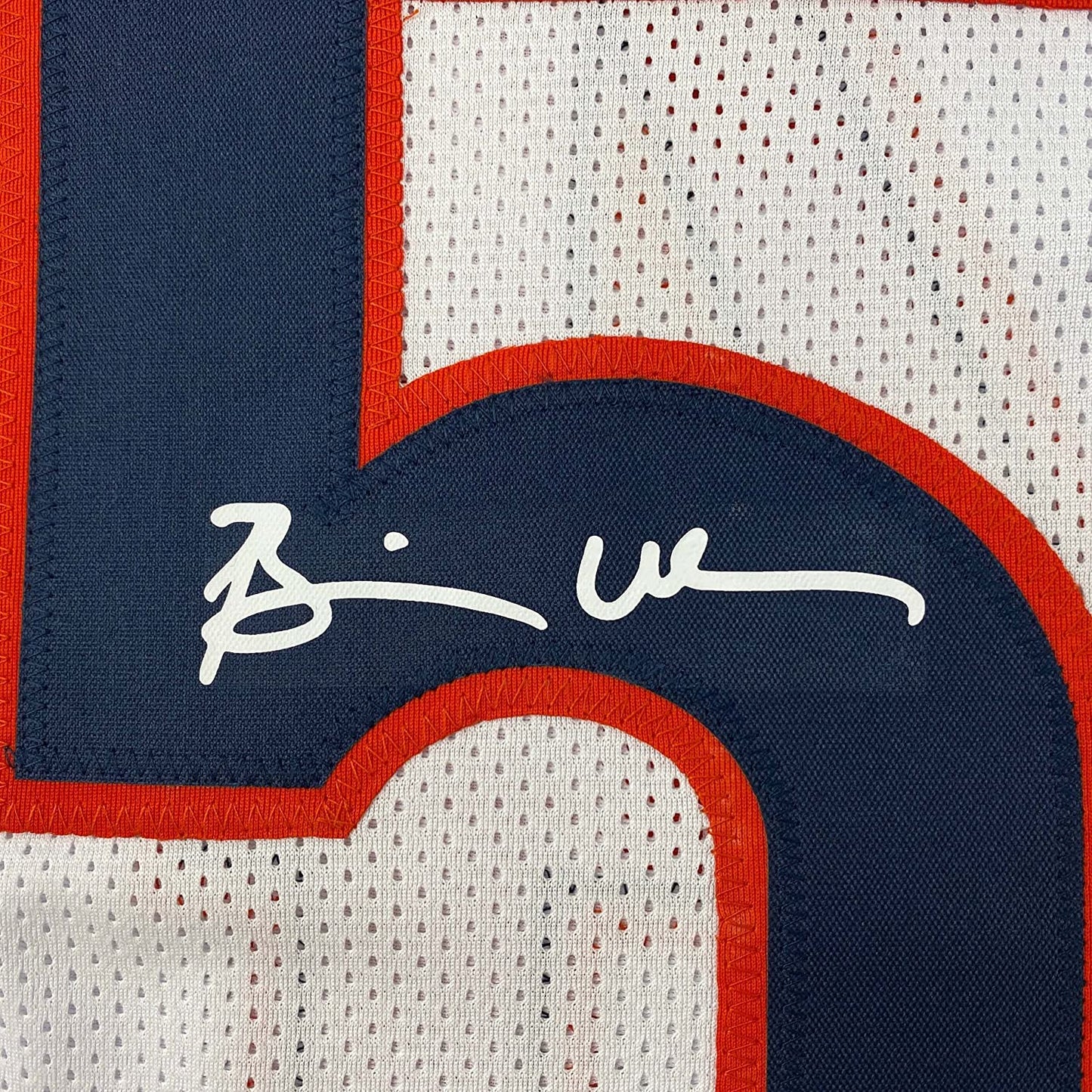 Framed Facsimile Autographed Brian Urlacher 35x39 Chicago White Reprint Laser Auto Football Jersey Size Men's XL
