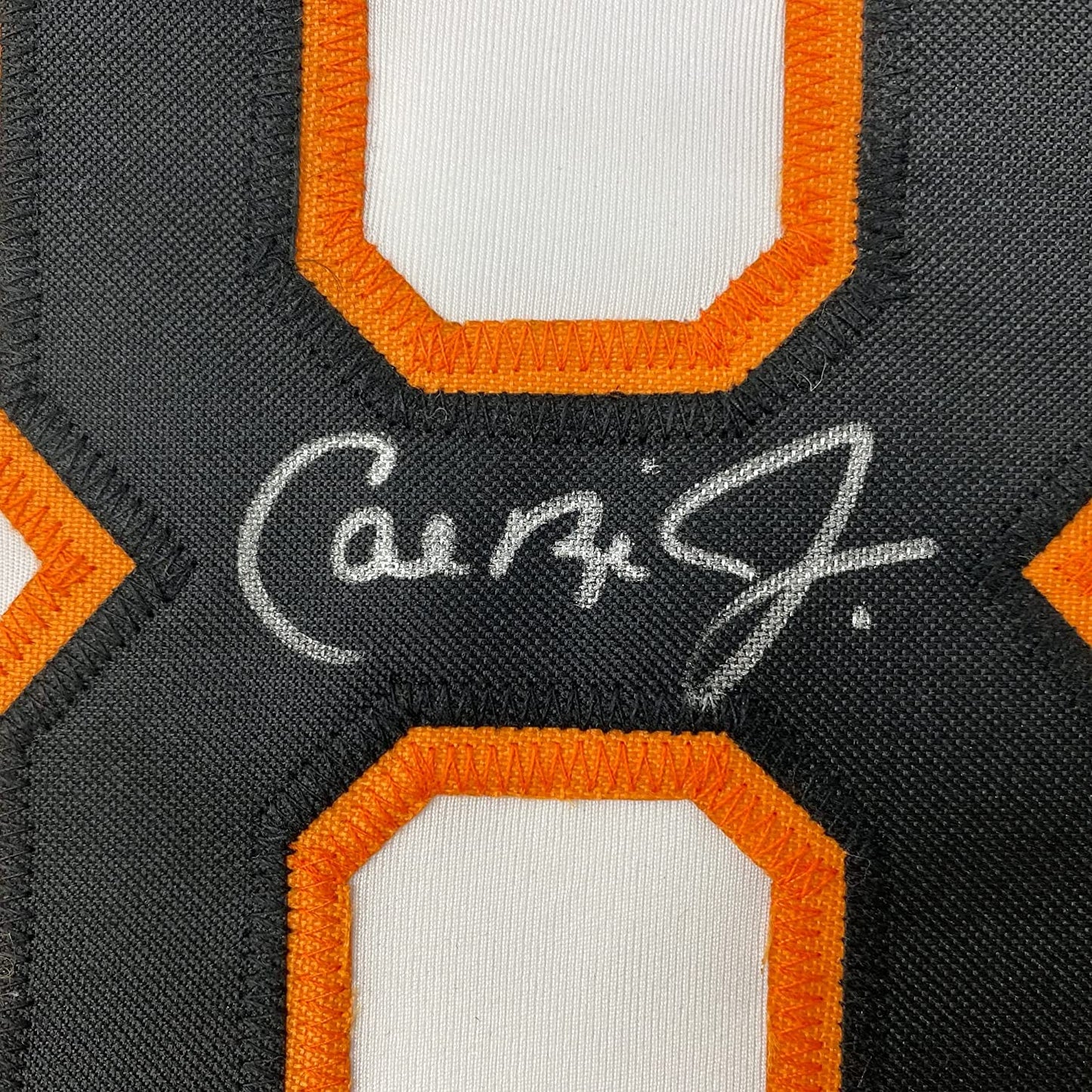 Framed Autographed/Signed Cal Ripken Jr. 35x39 Baltimore White Baseball Jersey Beckett BAS COA
