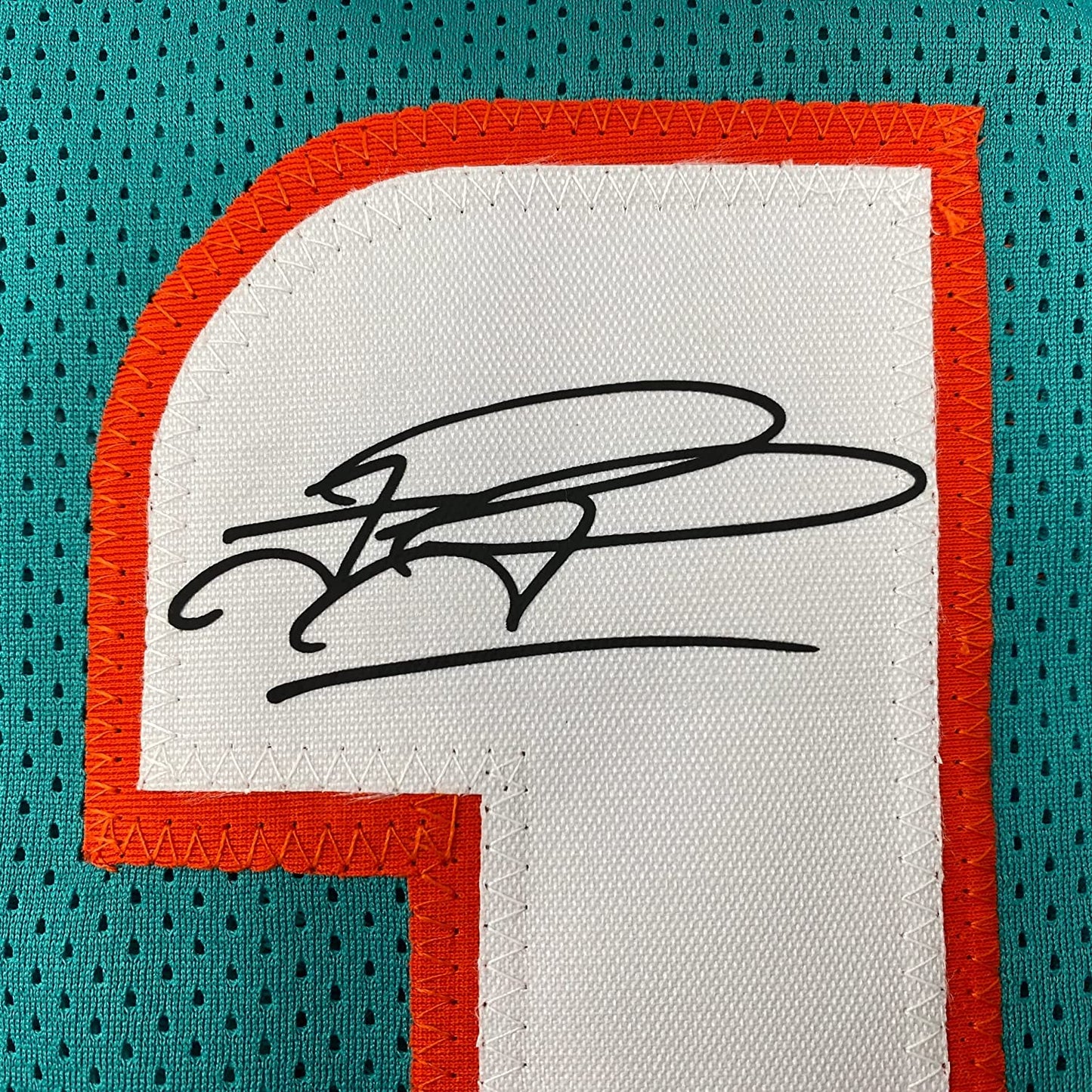 Framed Facsimile Autographed Tua Tagovailoa 35x39 Miami Teal Reprint Laser Auto Football Jersey