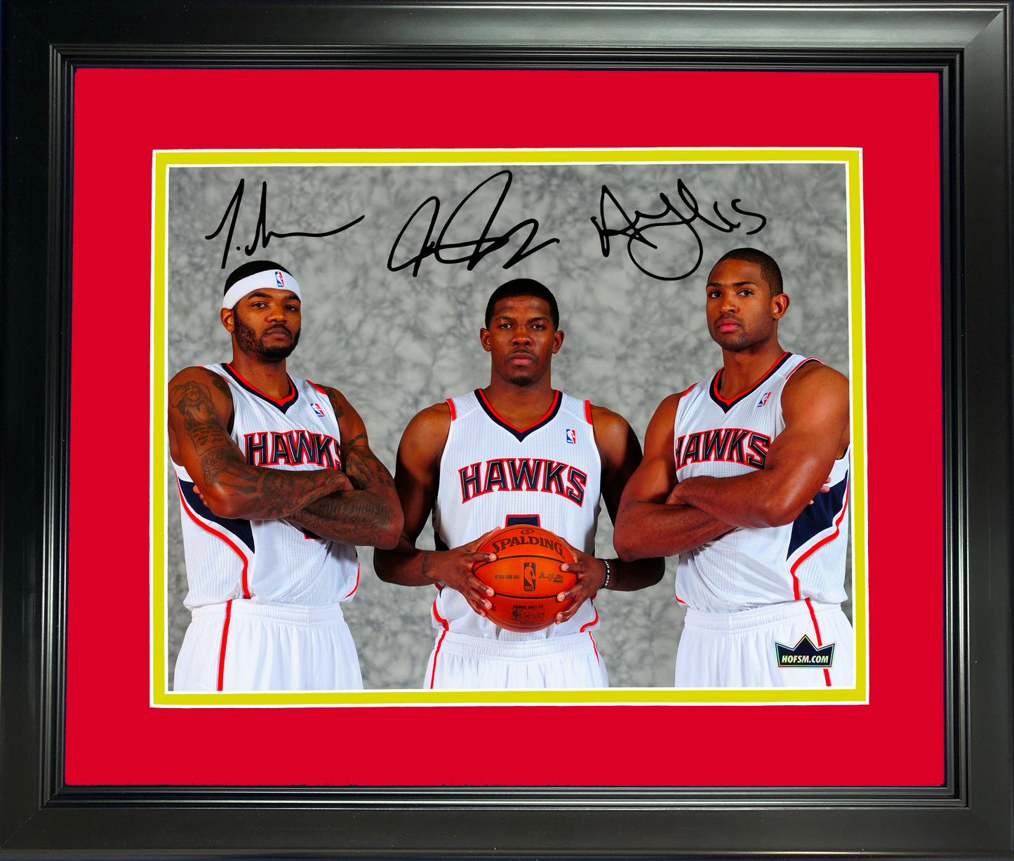 Framed Josh Smith, Joe Johnson & Al Horford Facsimile Laser Engraved Signature Auto 11"x14" Basketball Photo HOFSM Holo