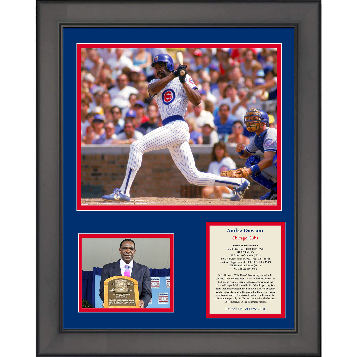 Framed Andre Dawson Hall of Fame Chicago Cubs Baseball 11"x14" Three Photo Collage