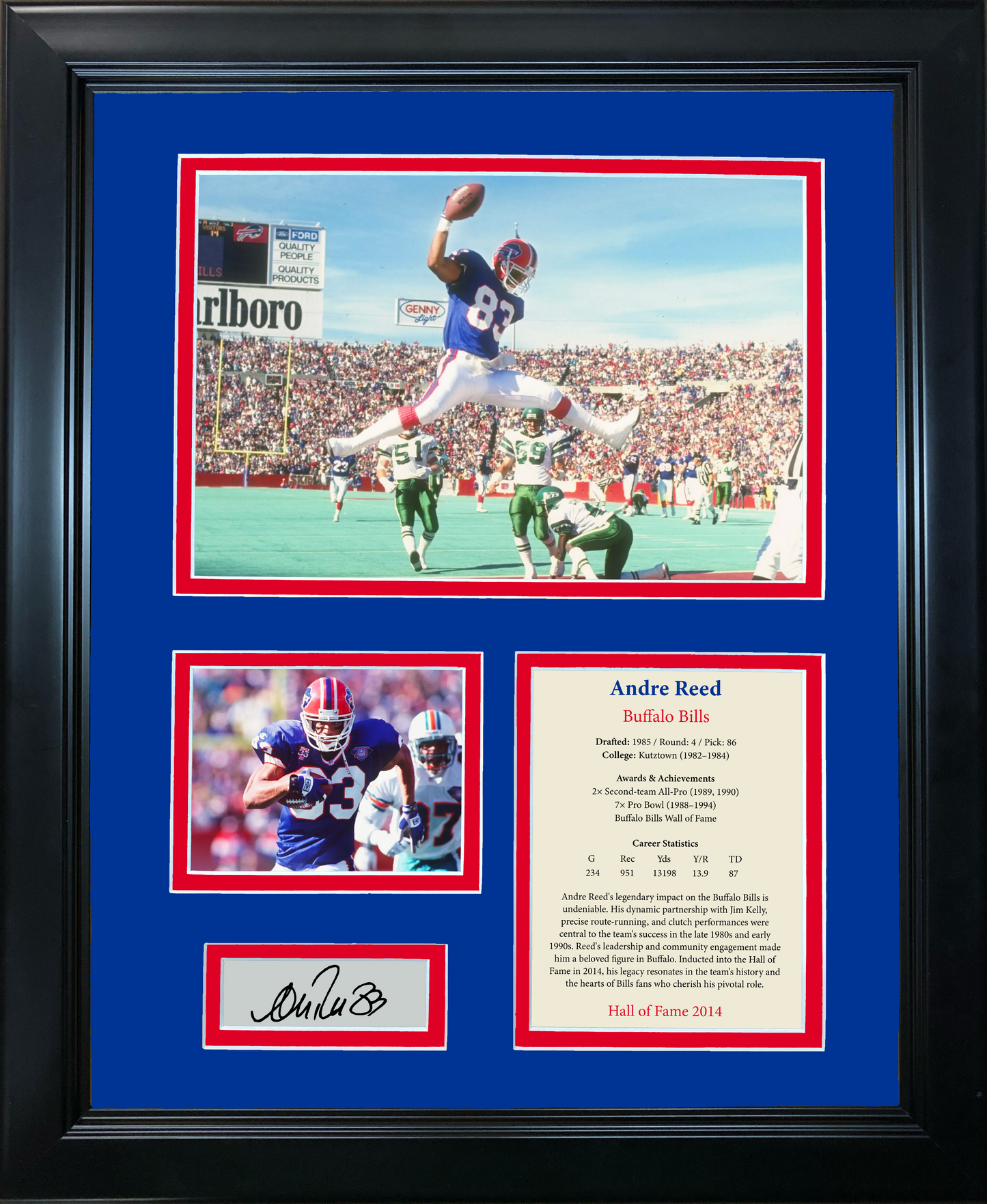 Framed Andre Reed Hall of Fame Facsimile Laser Engraved Signature Auto Buffalo Bills 11"x14"Football Photo Sig Collage