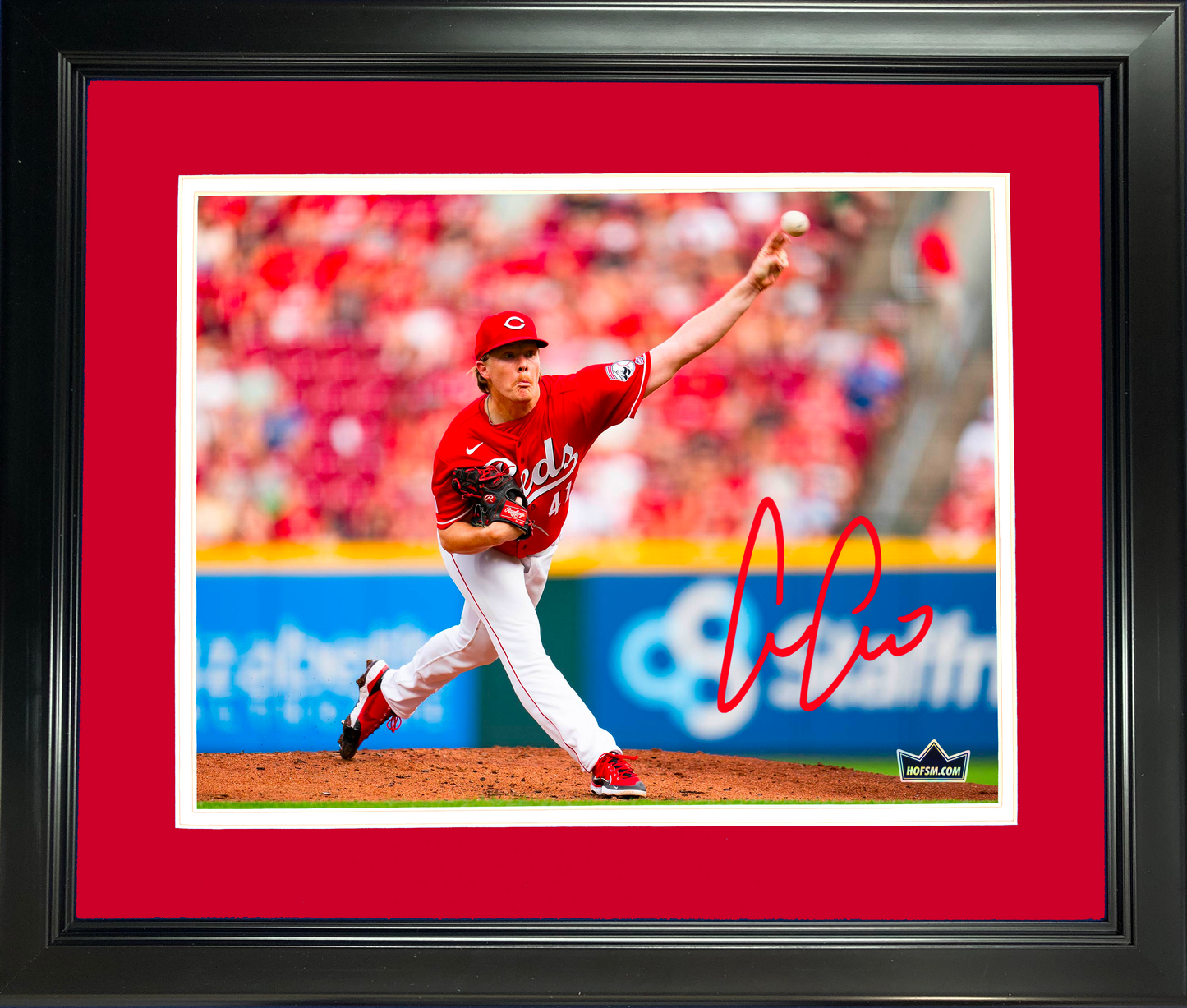 Framed Andrew Abbott Cincinnati Reds Facsimile Laser Engraved Signature Auto 11"x14"Baseball Photo HOFSM Holo