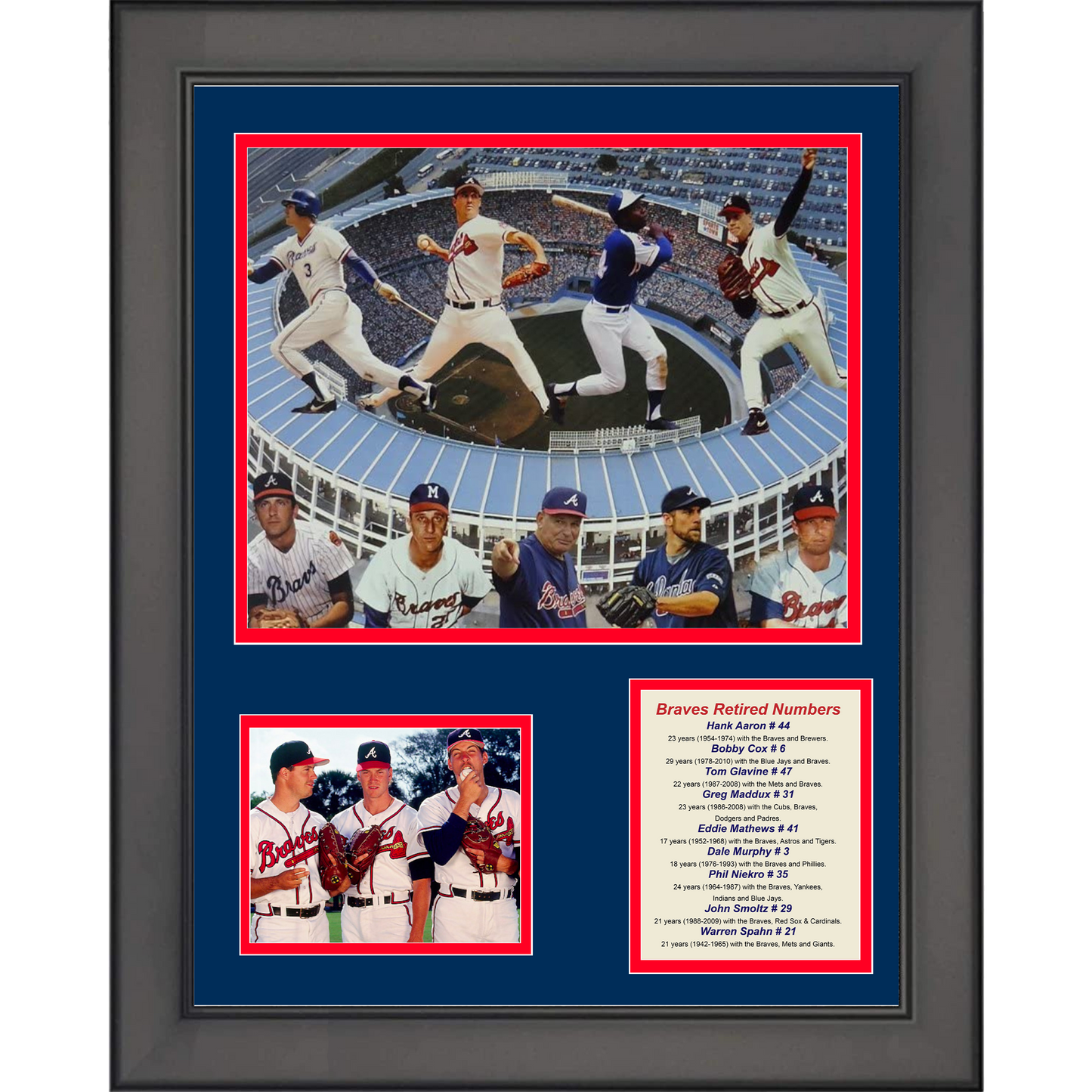 Framed Atlanta Braves All-Time Greats Legends 11"x14"Baseball Three Photo Collage