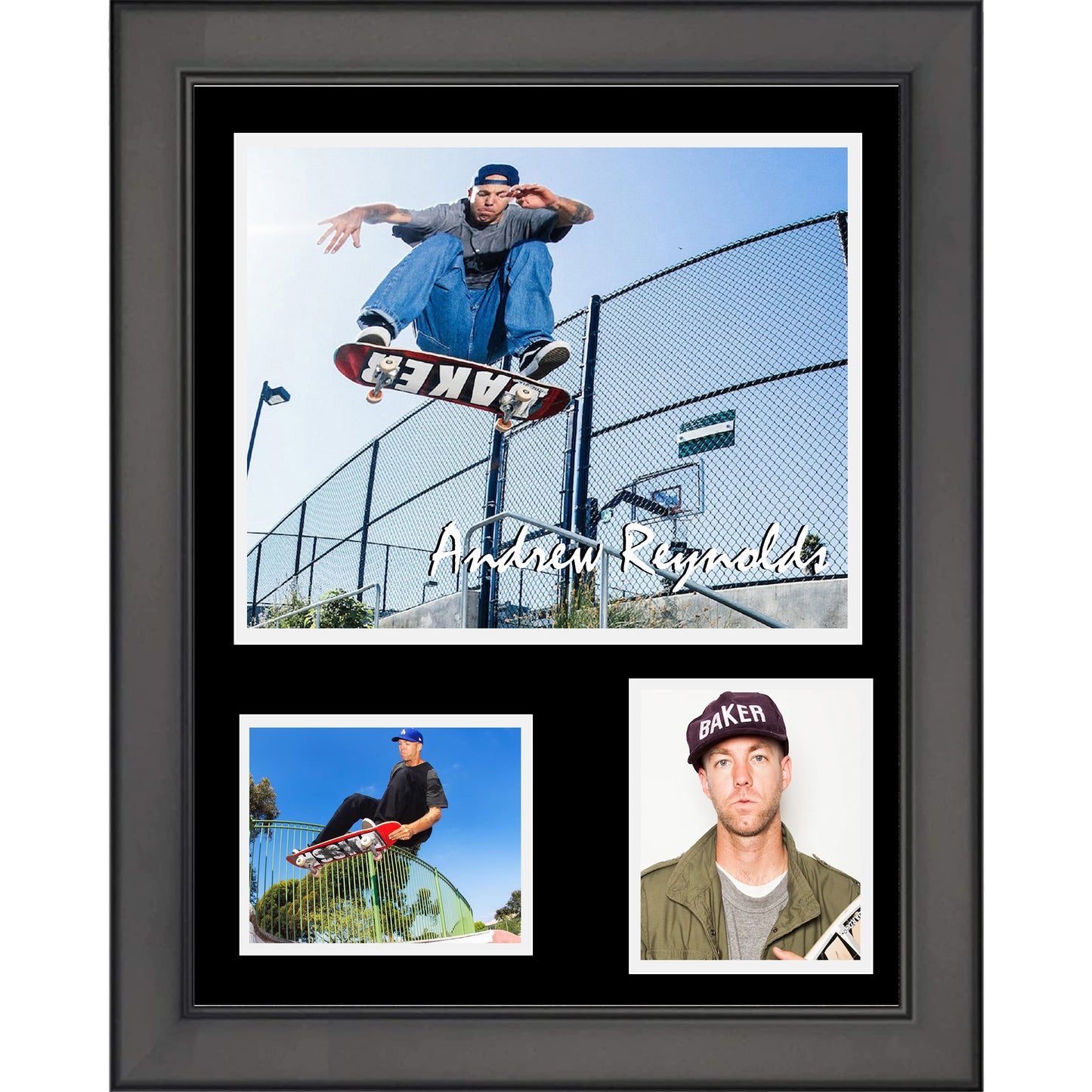 Framed Andrew Reynolds 11"x14" Skateboarding Three Photo Collage