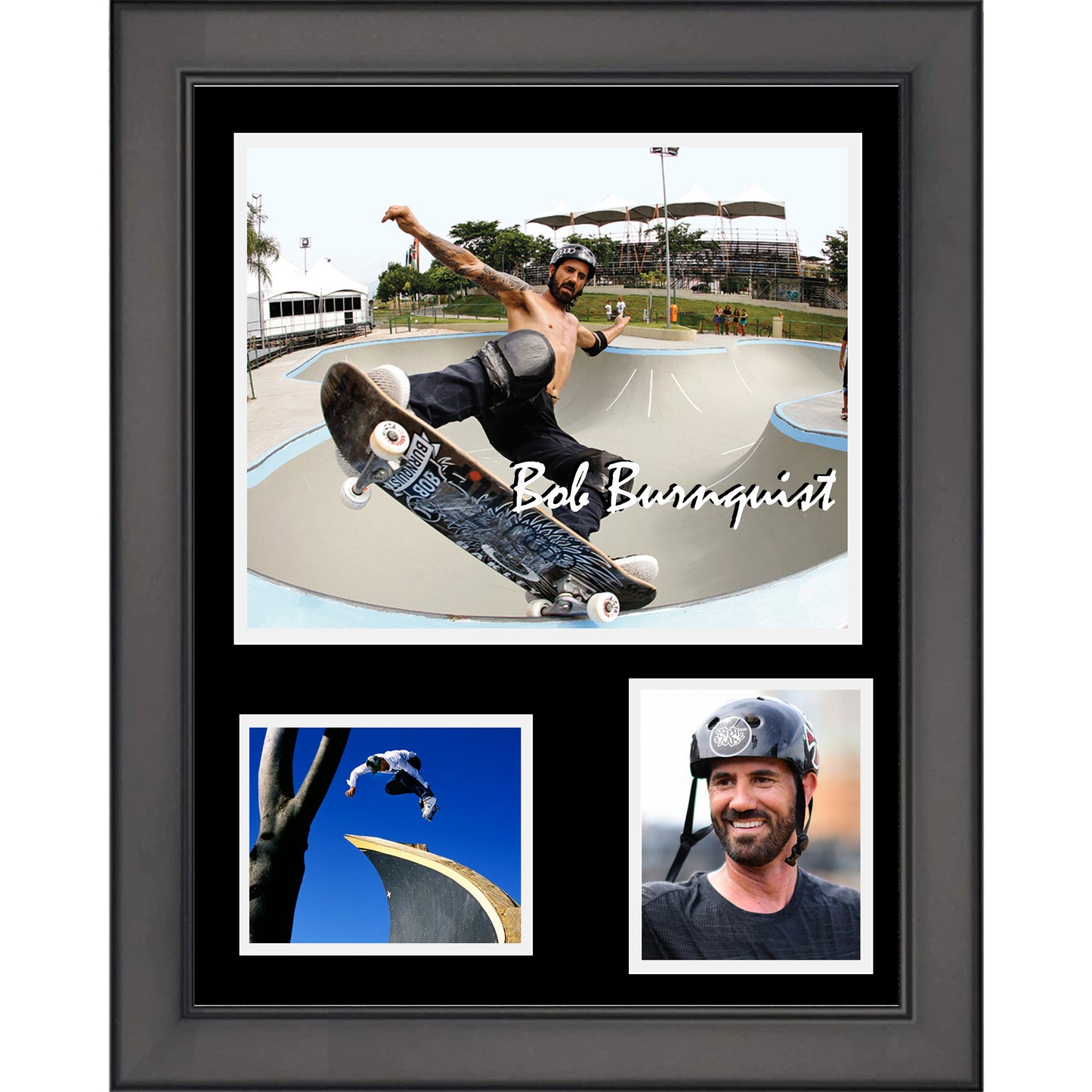 Framed Bob Burnquist 11"x14" Skateboarding Three Photo Collage