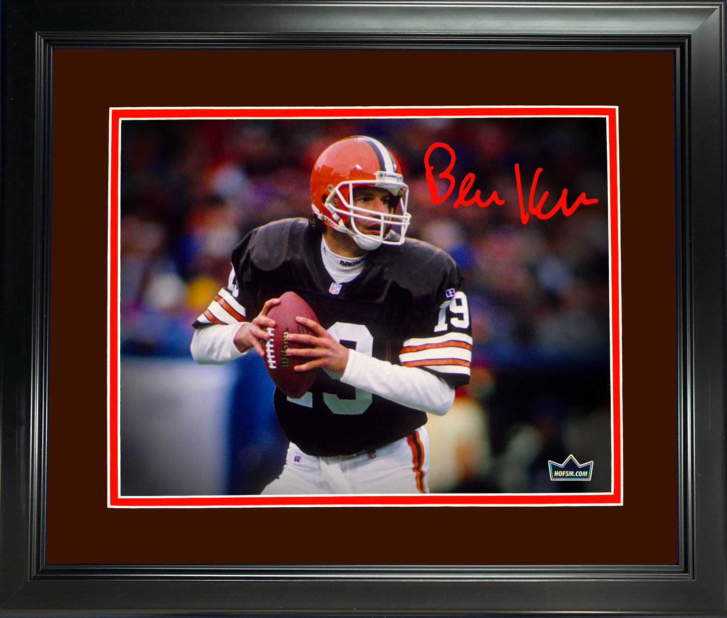 Framed Bernie Kosar Facsimile Laser Engraved Signature Auto Cleveland Browns 11"x14" Football Photo HOFSM Holo