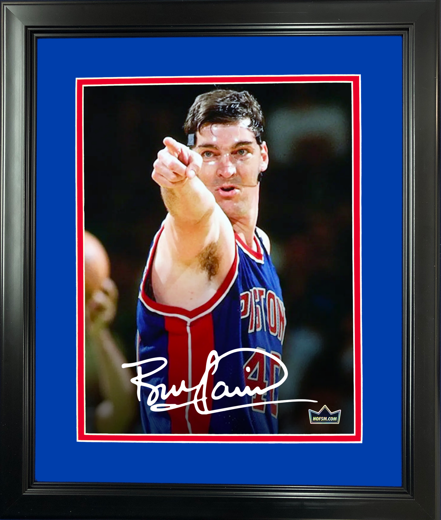Framed Bill Laimbeer Facsimile Laser Engraved Signature Auto 11"x14" Basketball Photo HOFSM Holo