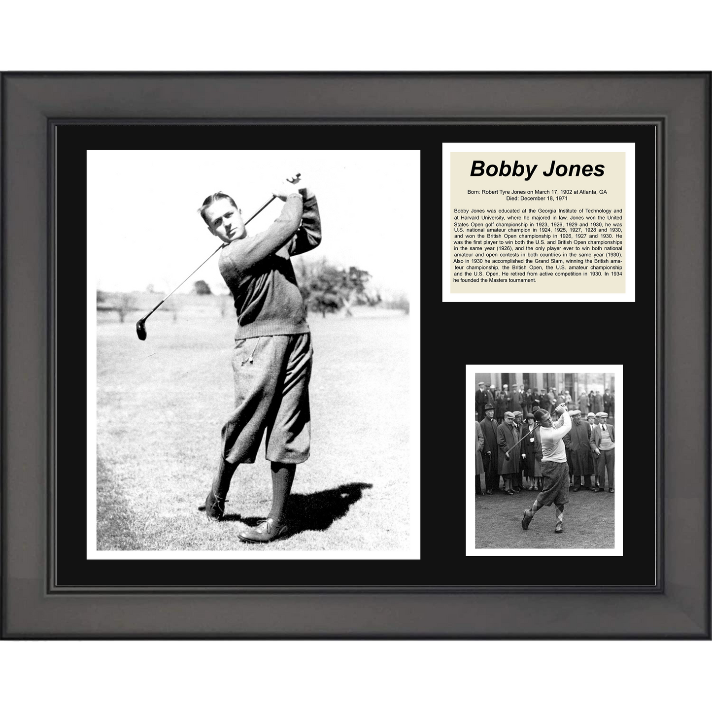 Framed Bobby Jones PGA Golf 11"x14" Three Photo Collage