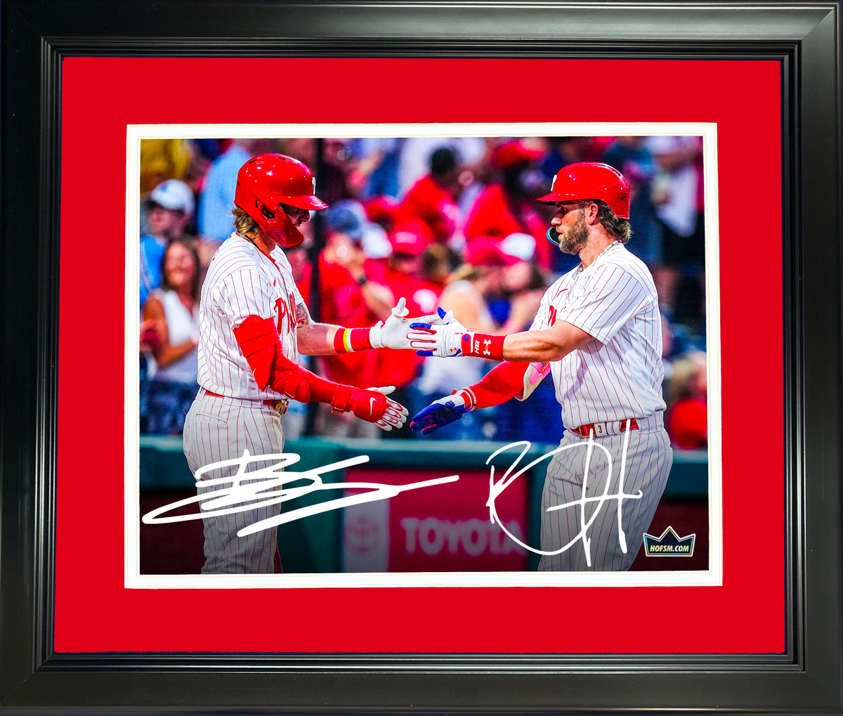 Framed Bryce Harper & Bryson Stott Philadelphia Phillies Dual Facsimile Laser Engraved Signature Auto 11"x14" Baseball Photo HOFSM Holo