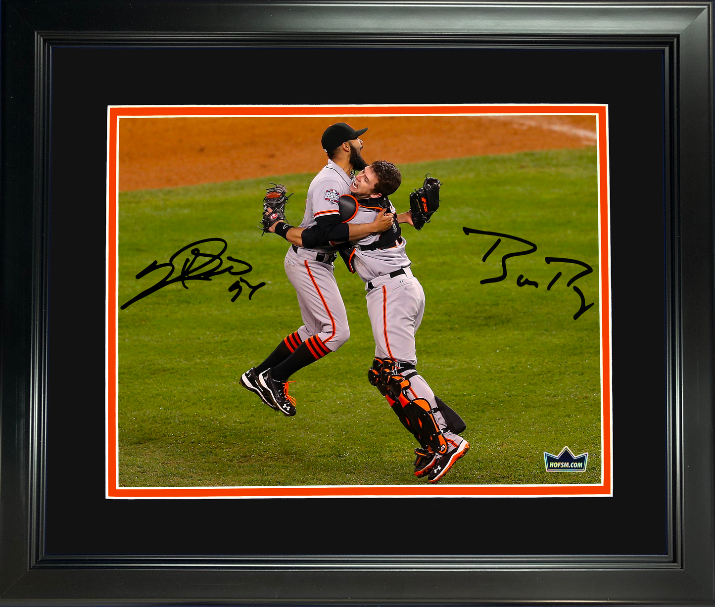 Framed Buster Posey & Sergio Romo San Francisco Giants Dual Facsimile Laser Engraved Signature Auto 11"x14" Baseball Photo HOFSM Holo
