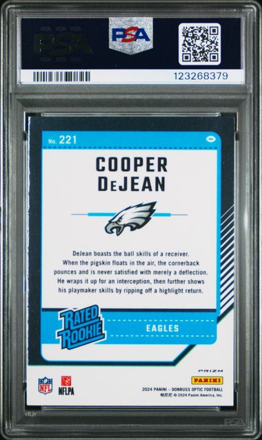 Graded 2024 Panini Donruss Optic Red Hyper Cooper Dejean #221 Rookie RC Football Card PSA 10 Gem Mint