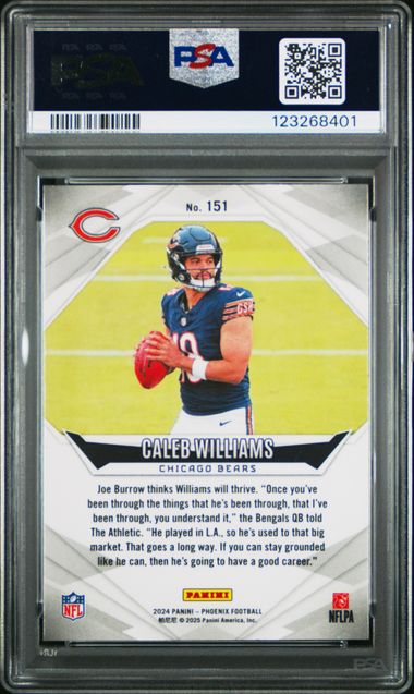 Graded 2024 Panini Phoenix Caleb Williams #151 Hyper Rookie RC Football Card PSA 10 Gem Mint