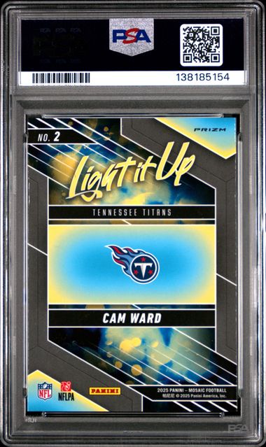 Graded 2025 Panini Mosaic Cam Ward #2 Light It Up Silver Rookie RC Football Card PSA 10 Gem Mint