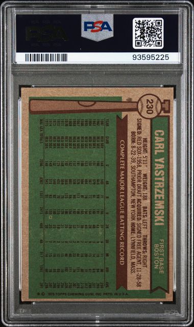 Graded 1976 Topps Carl Yastrzemski #230 Baseball Card PSA 5 Excellent