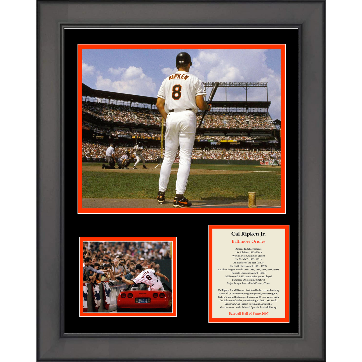 Framed Cal Ripken Jr. Hall of Fame Baltimore Orioles 11"x14" Baseball Three Photo Collage