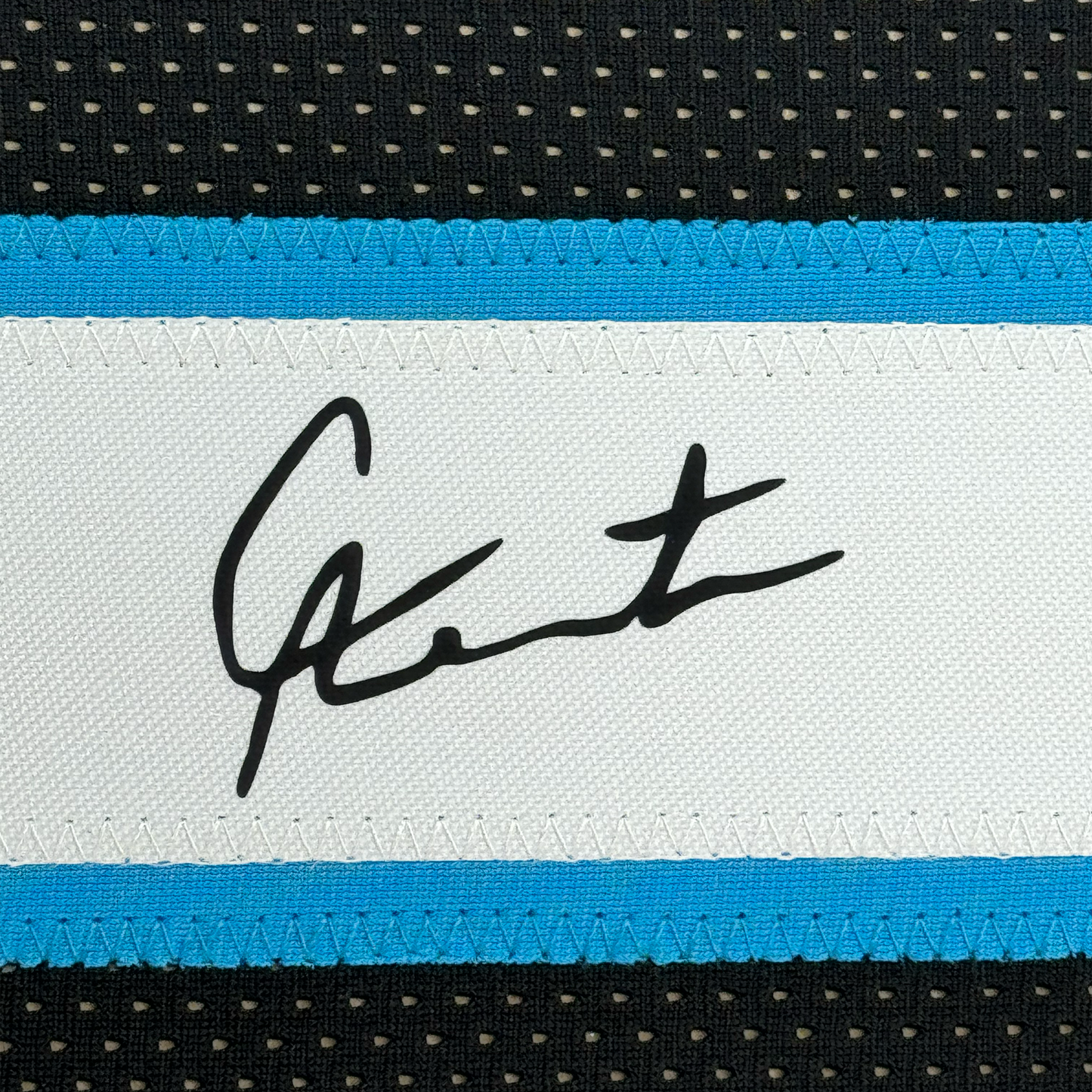 Framed Facsimile Autographed Cam Newton 35x39 Carolina Black Reprint Laser Auto Football Jersey