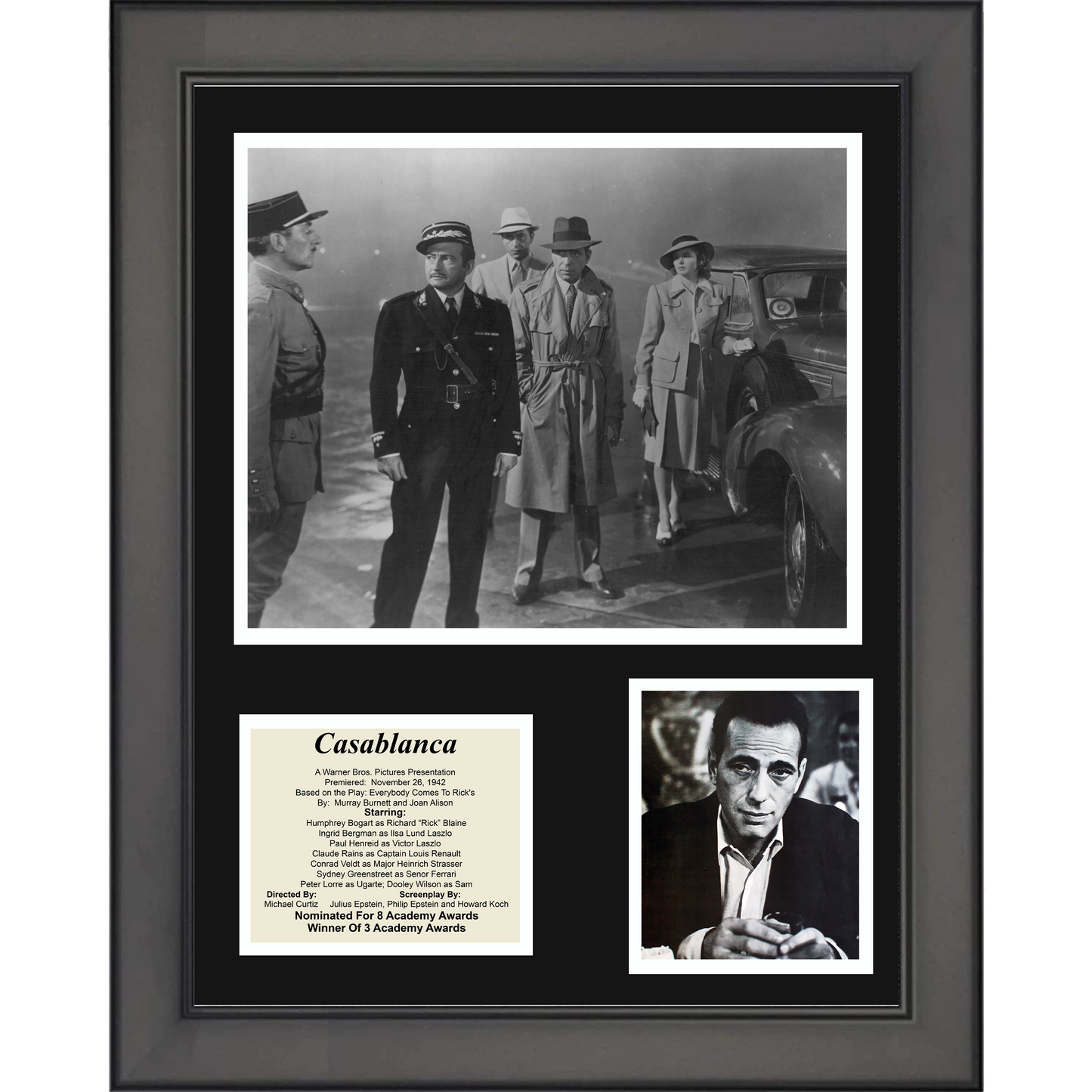 Framed Casablanca Movie 11"x14" Three Photo Collage