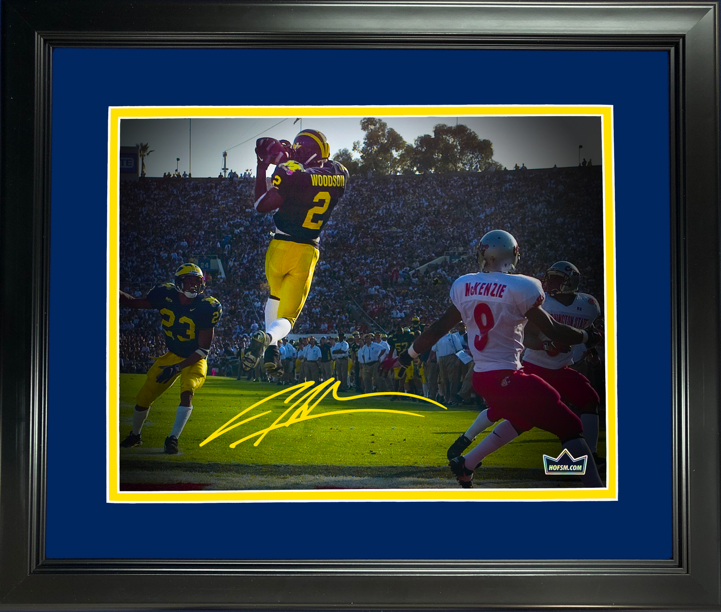 Framed Charles Woodson Facsimile Laser Engraved Signature Auto Michigan Wolverines 11"x14" College Football Photo HOFSM Holo