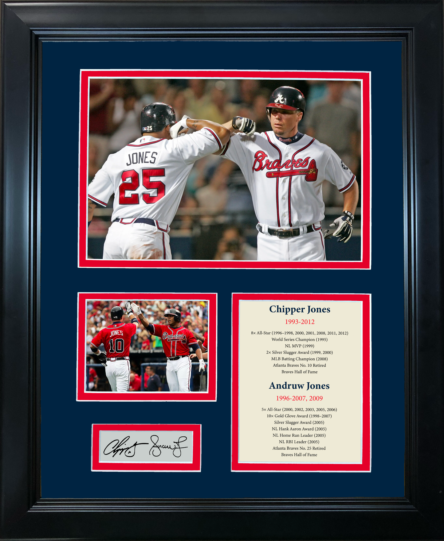 Framed Chipper Jones & Andruw Jones Dual Facsimile Laser Engraved Signature Auto Atlanta Braves 11"x14" Baseball Photo Sig Collage