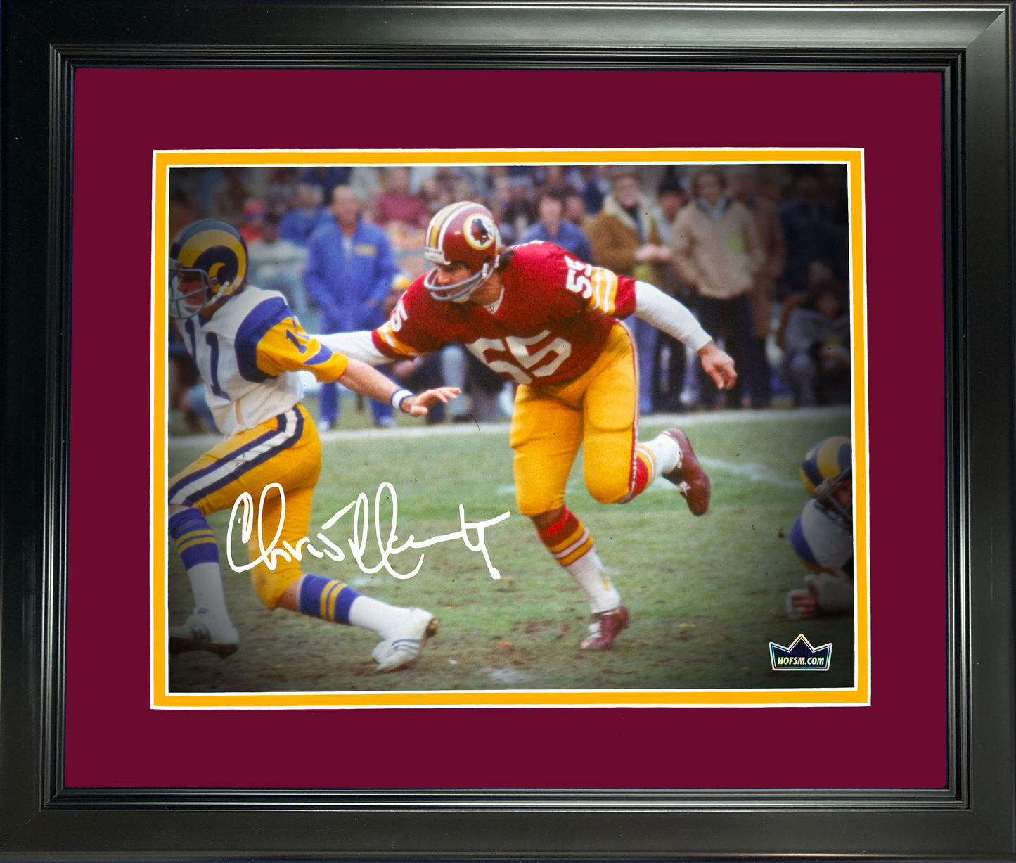 Framed Chris Hanburger Facsimile Laser Engraved Signature Auto Washington Commanders 11"x14" Football Photo HOFSM Holo
