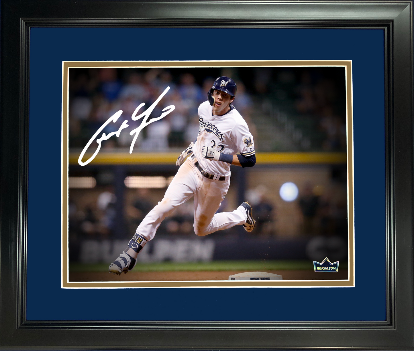 Framed Christian Yelich Milwaukee Brewers Facsimile Laser Engraved Signature Auto 11"x14" Baseball Photo HOFSM Holo