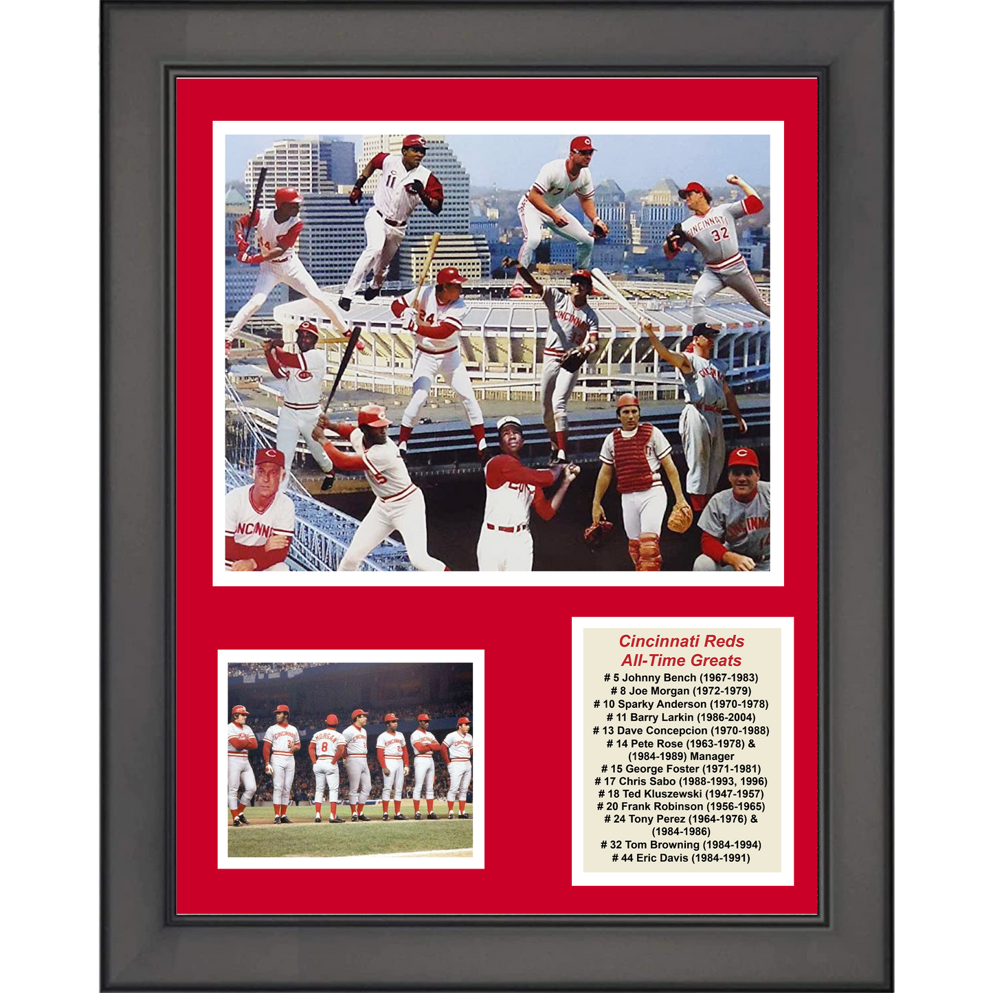Framed Cincinnati Reds All-Time Greats Legends 11"x14" Baseball Three Photo Collage