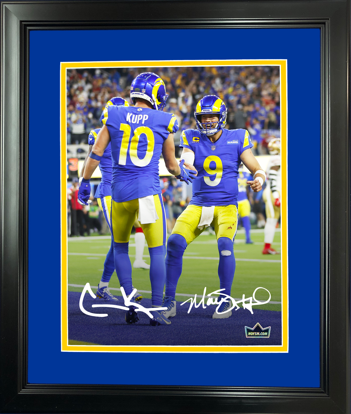 Framed Cooper Kupp & Matthew Stafford Los Angeles Rams Dual Facsimile Laser Engraved Signature Auto 11"x14" Football Photo HOFSM Holo